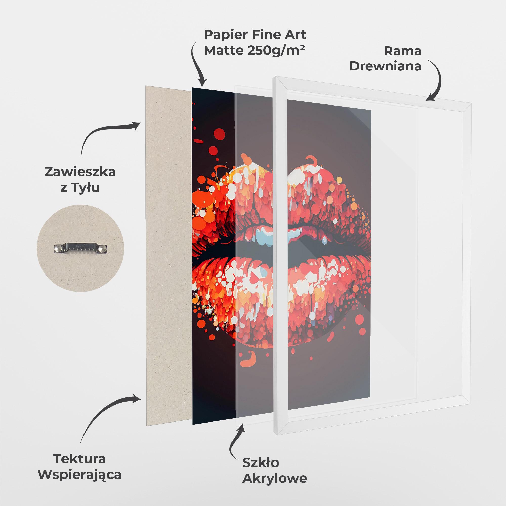 Plakat w Ramie Red Lips With Word Lips It mockup 1