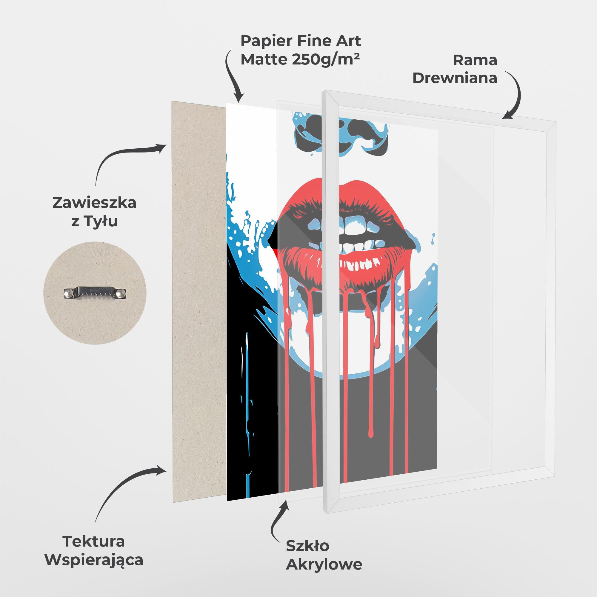 Plakat w Ramie Red Lipstick Flowing mockup 1