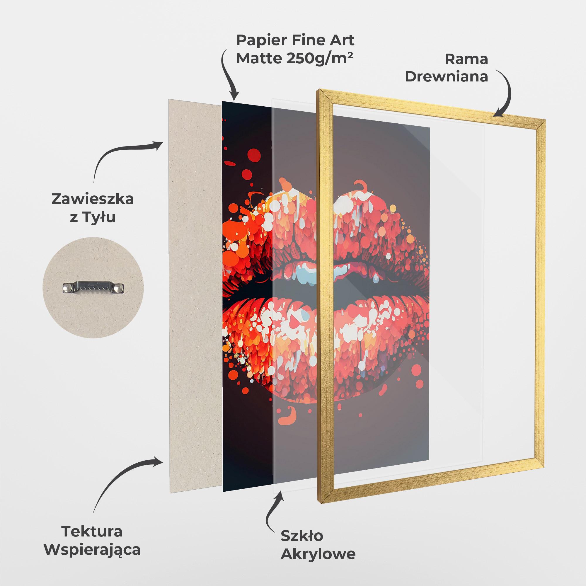 Plakat w Ramie Red Lips With Word Lips It mockup 1