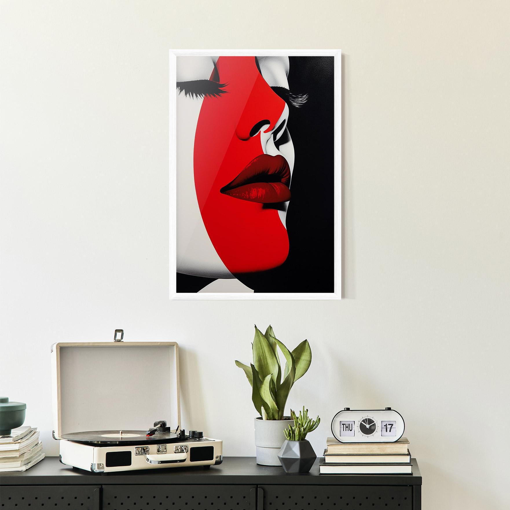 Plakat w Ramie Dark Red Lips mockup 2