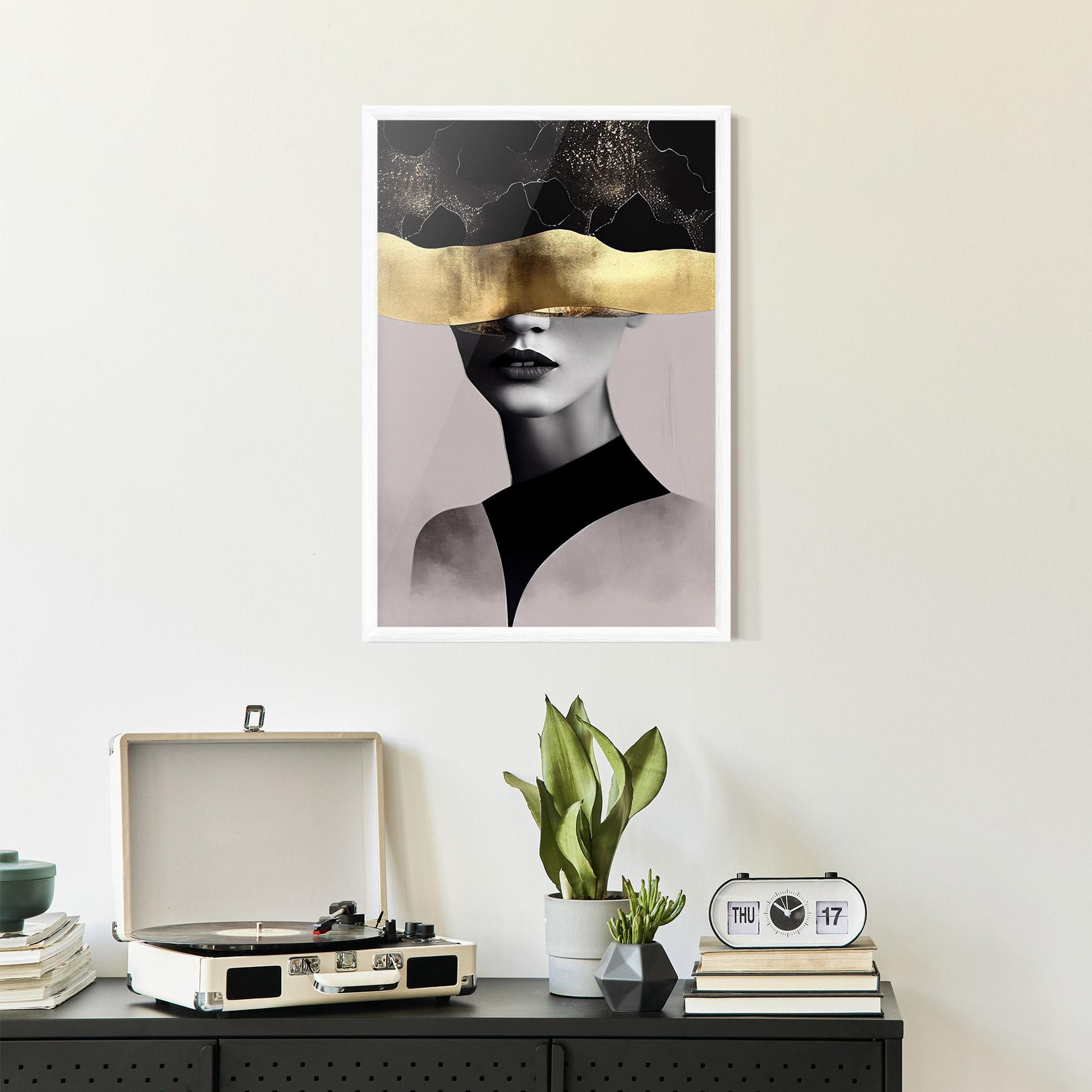 Plakat w Ramie Grey Lips mockup 2