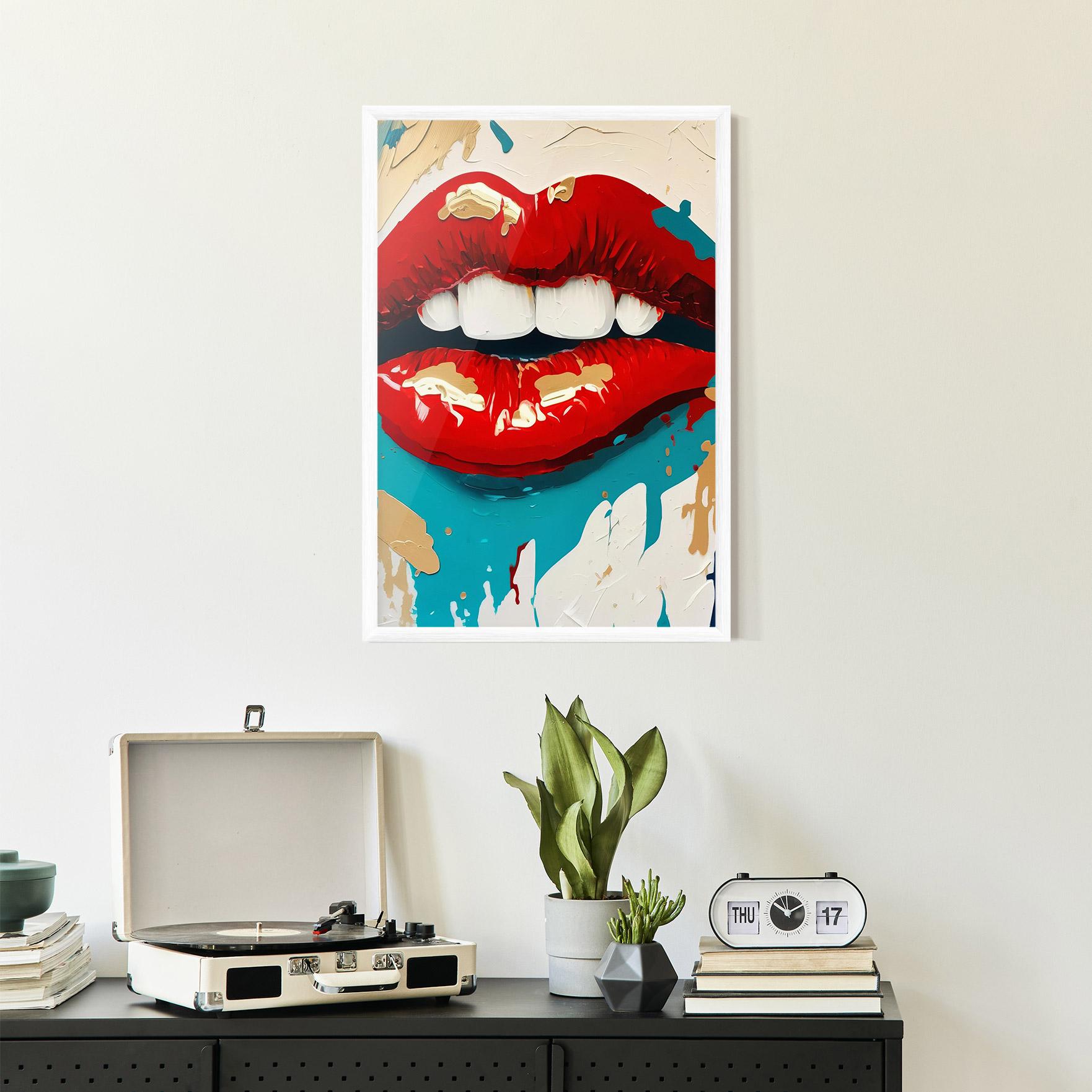 Plakat w Ramie Red Gold Lips mockup 2
