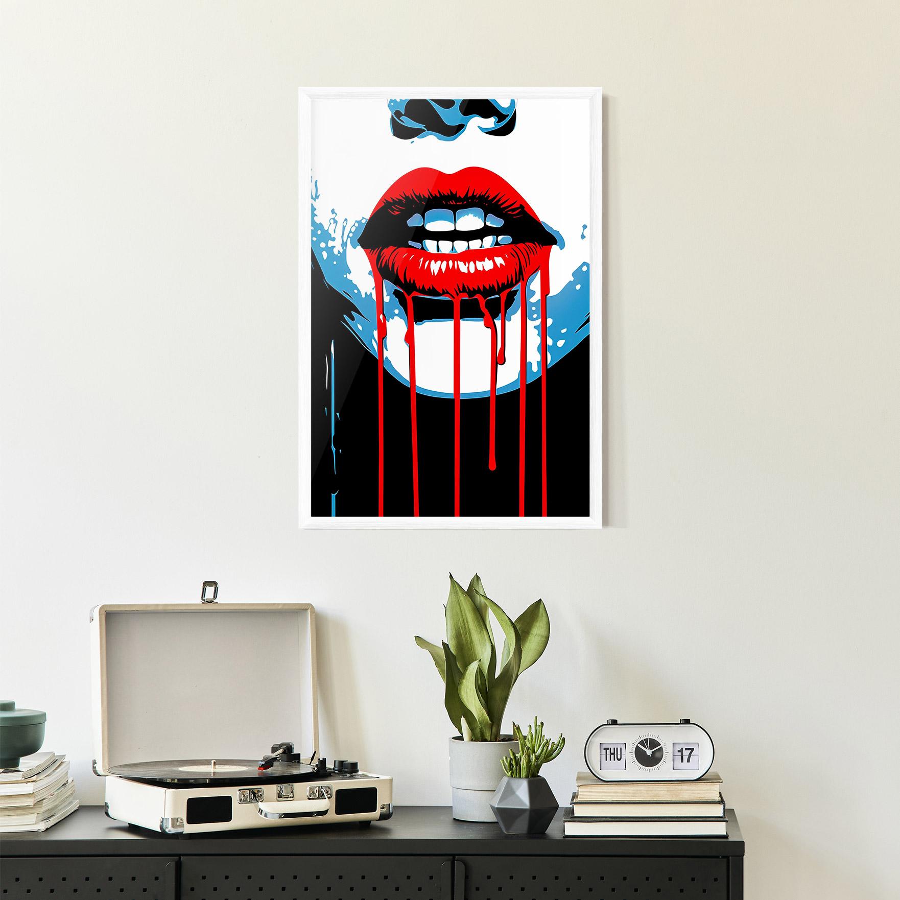 Plakat w Ramie Red Lipstick Flowing mockup 2