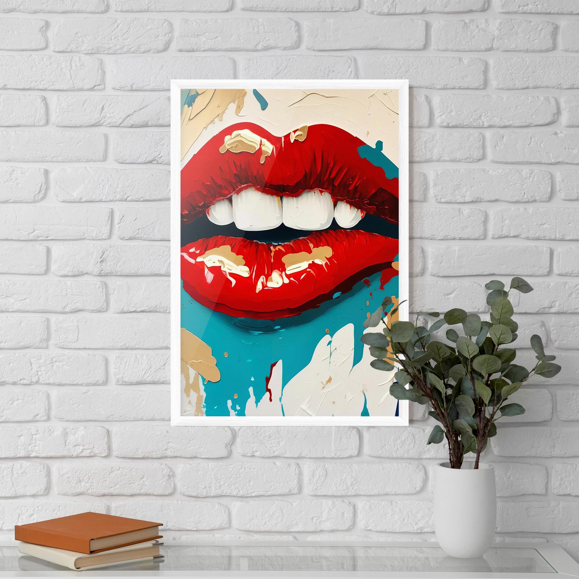 Plakat w Ramie Red Gold Lips mockup 5