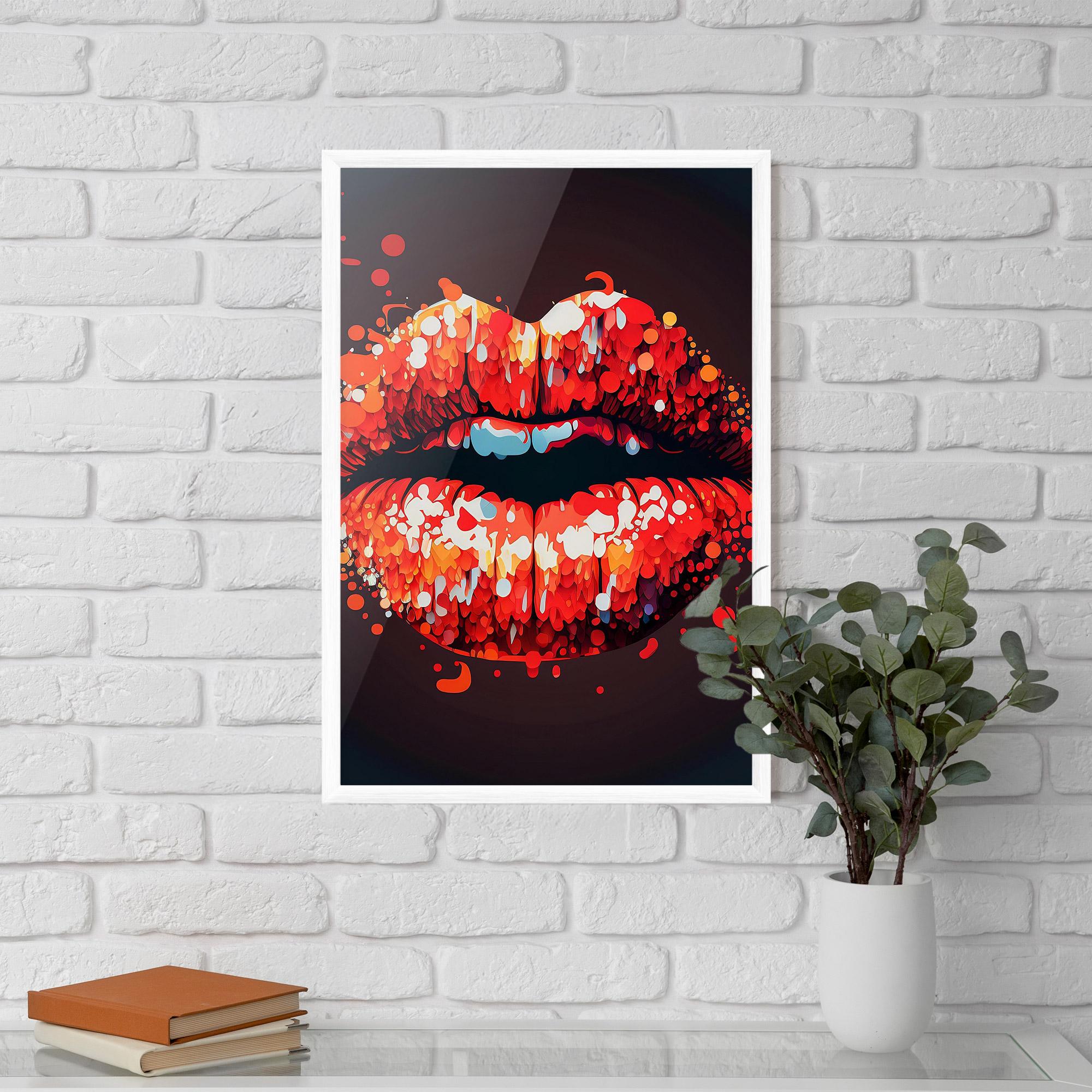 Plakat w Ramie Red Lips With Word Lips It mockup 5