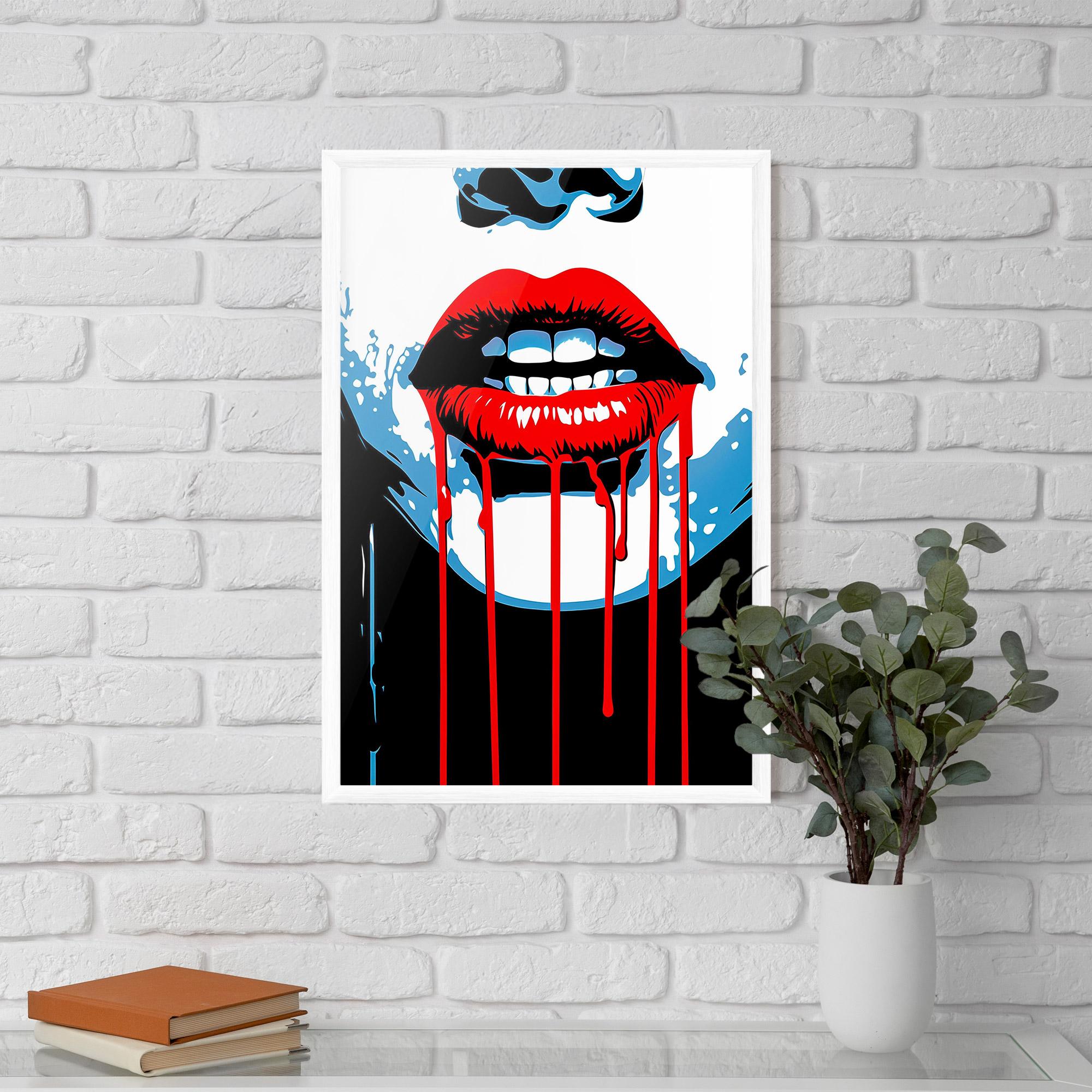Plakat w Ramie Red Lipstick Flowing mockup 5