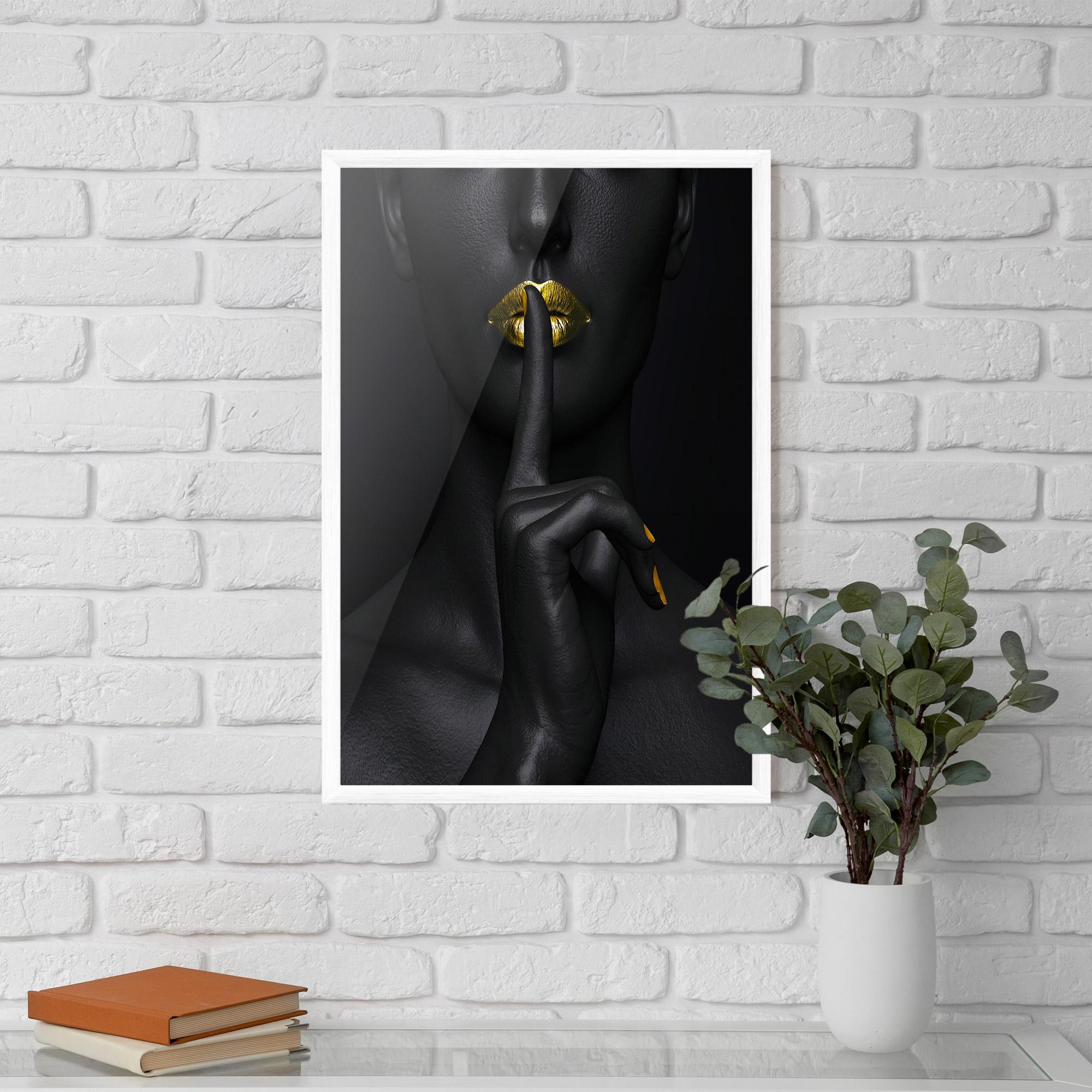 Plakat w Ramie Silence Lips Portrait mockup 5