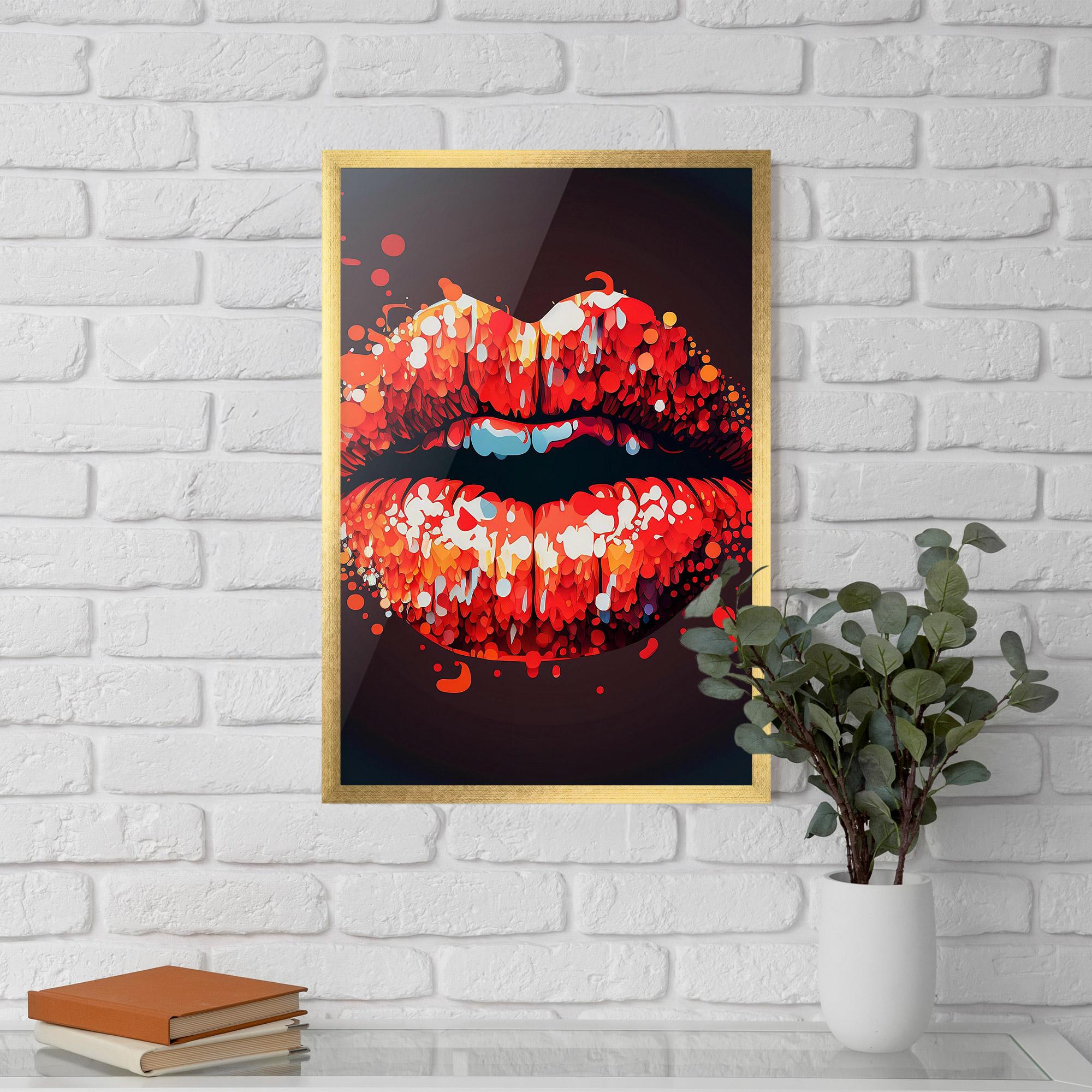Plakat w Ramie Red Lips With Word Lips It mockup 5