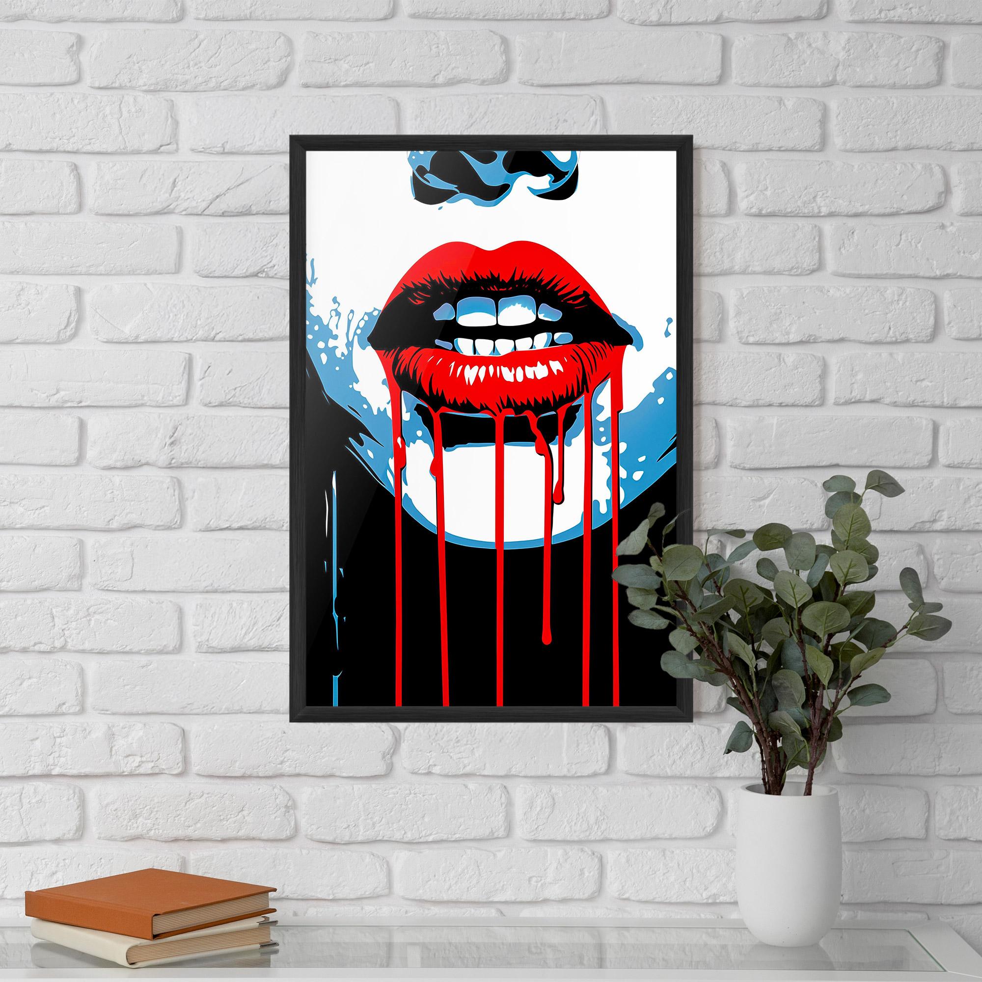 Plakat w Ramie Red Lipstick Flowing mockup 5