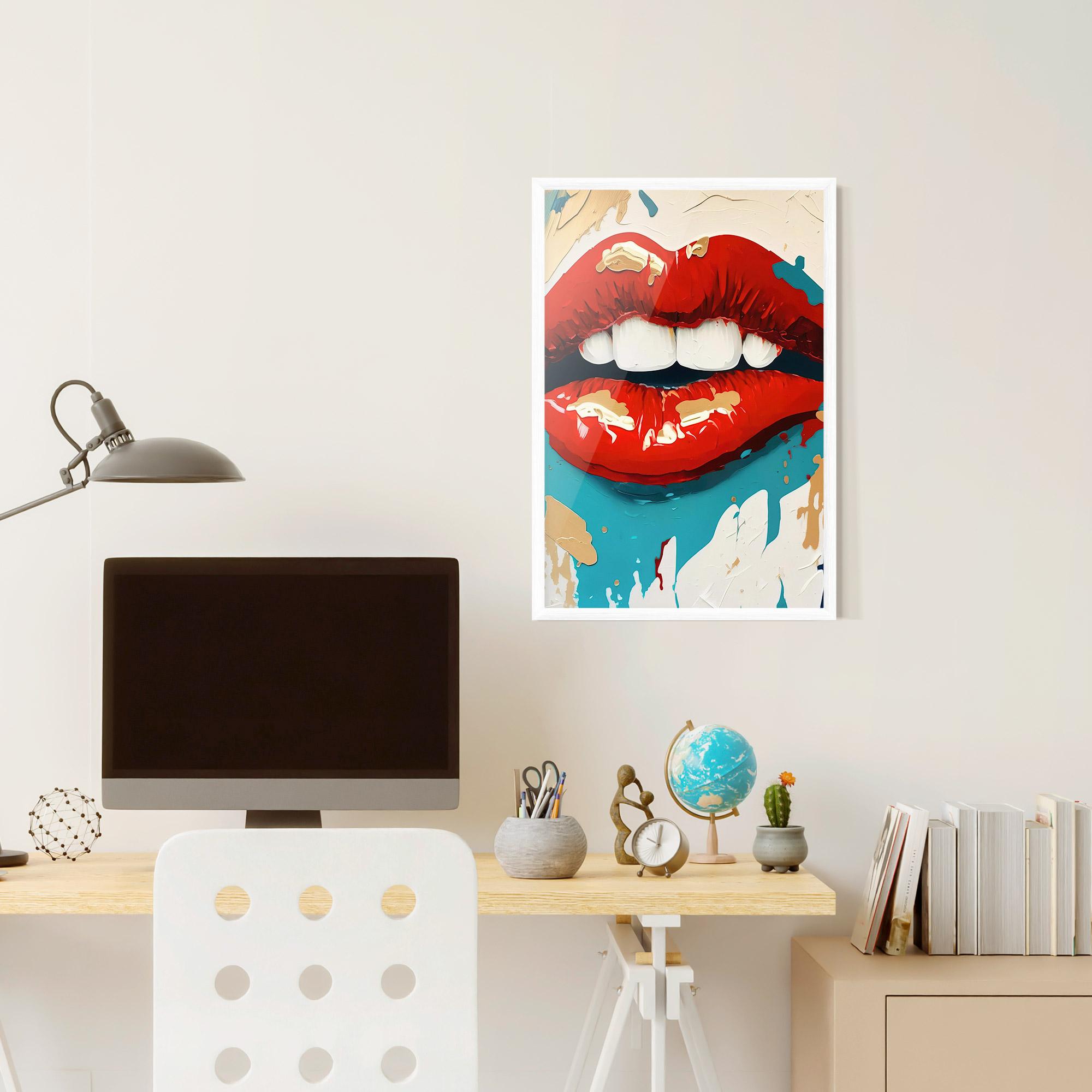 Plakat w Ramie Red Gold Lips mockup 6