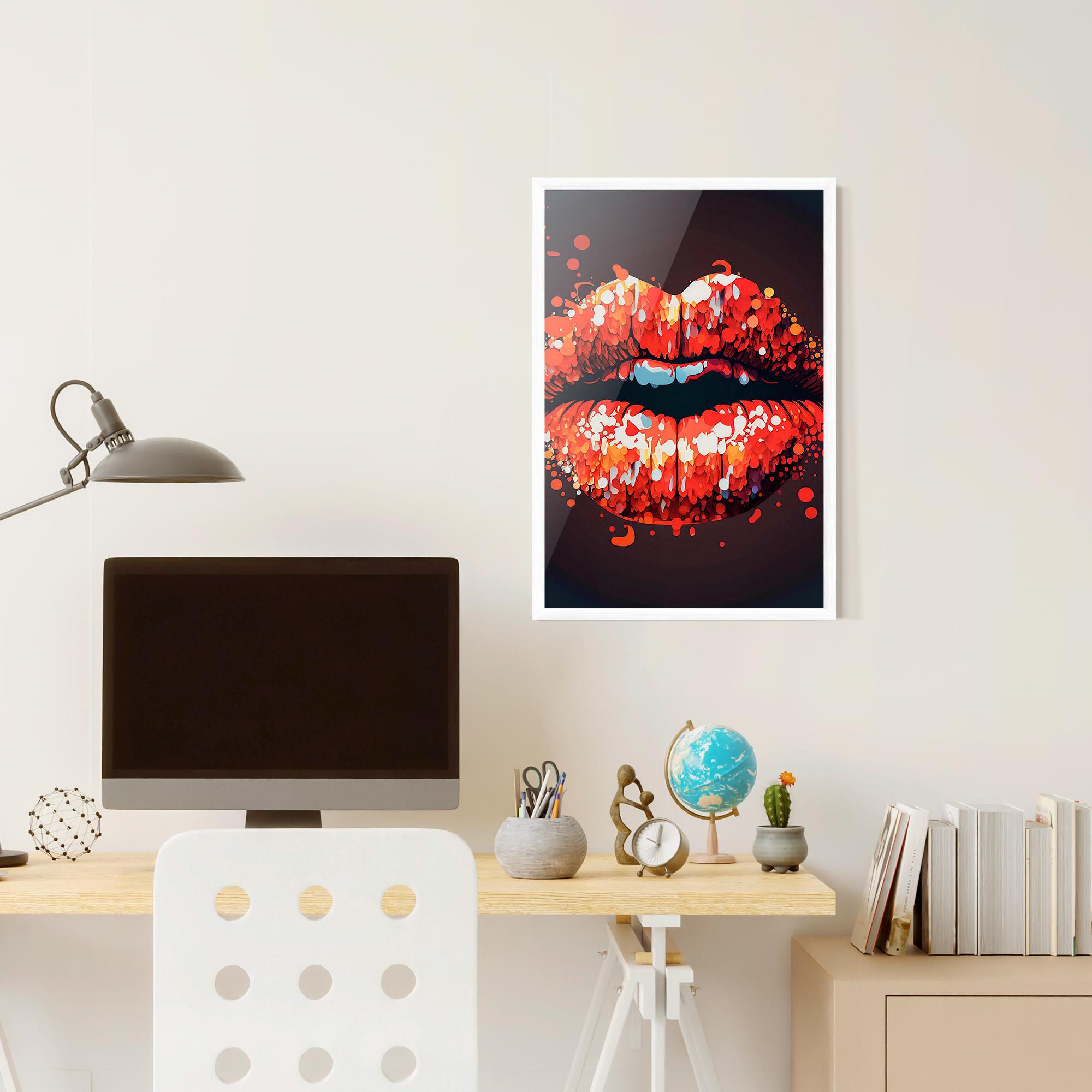 Plakat w Ramie Red Lips With Word Lips It mockup 6