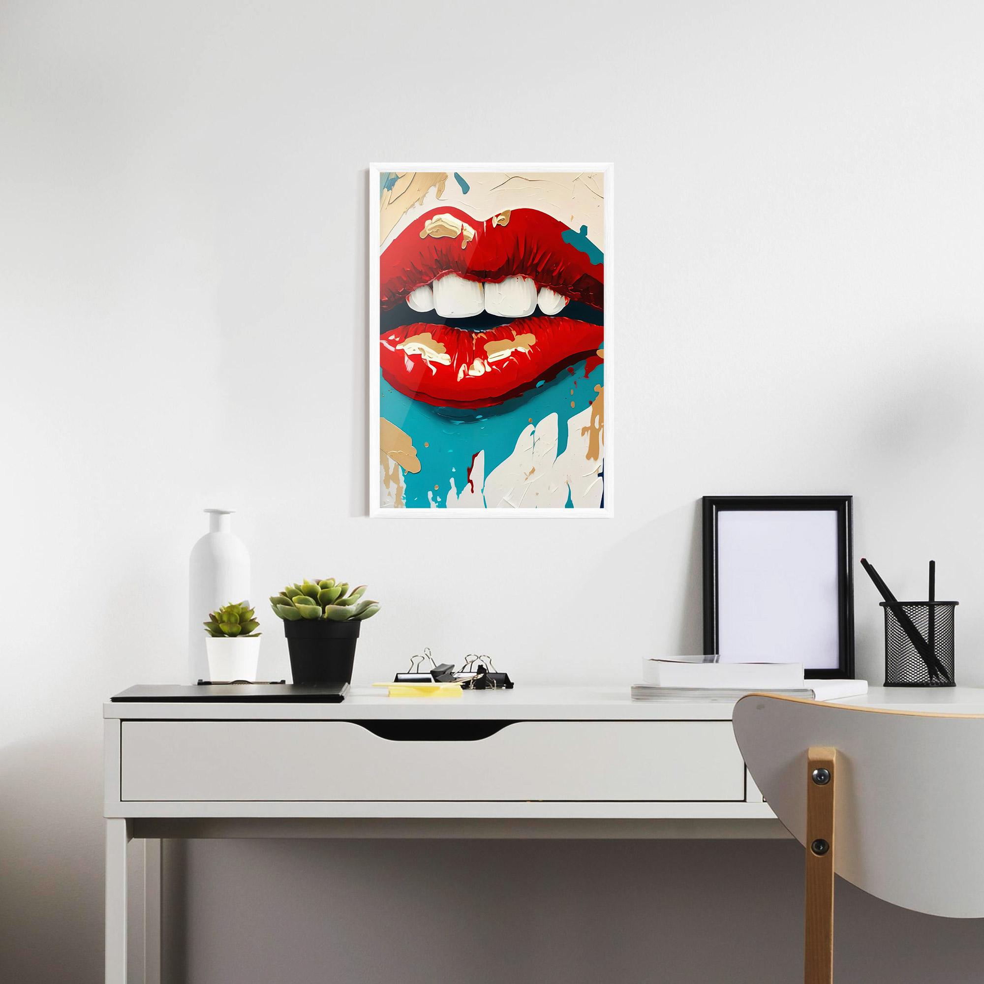 Plakat w Ramie Red Gold Lips mockup 7