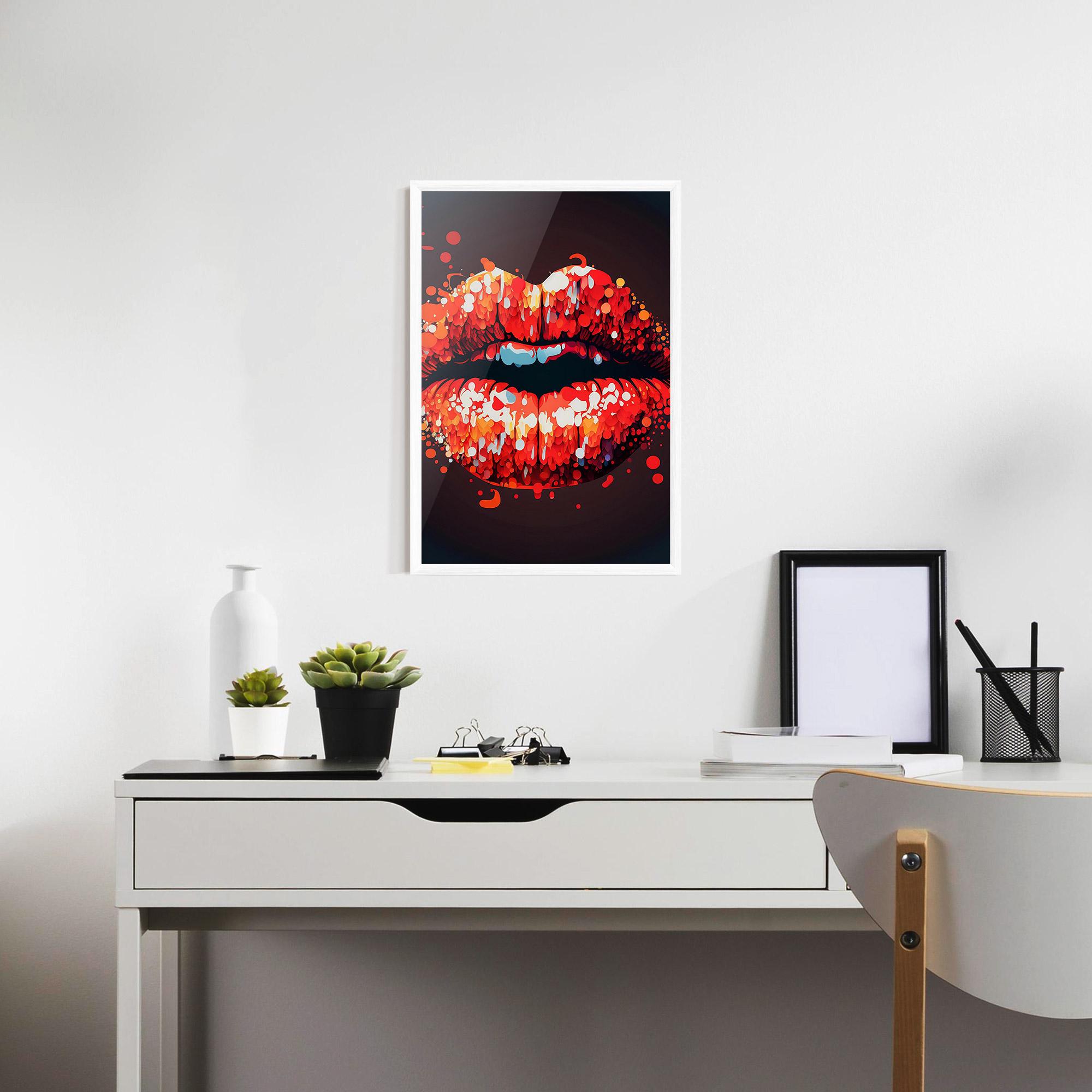 Plakat w Ramie Red Lips With Word Lips It mockup 7