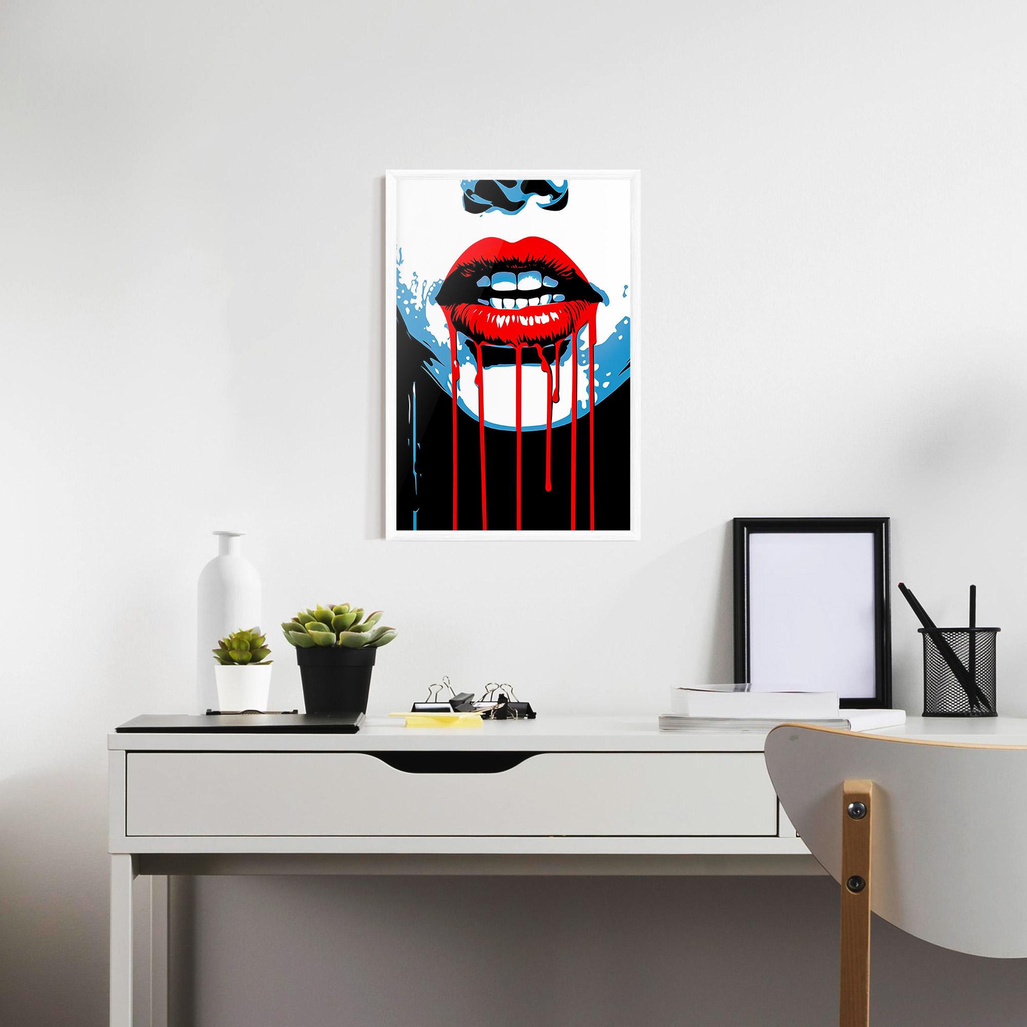 Plakat w Ramie Red Lipstick Flowing mockup 7