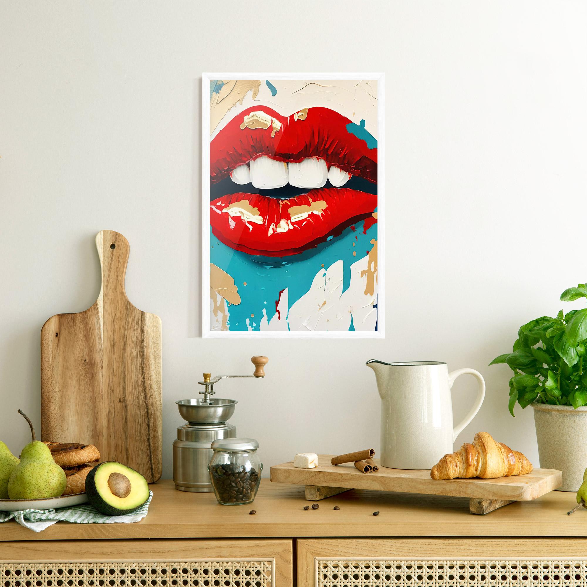 Plakat w Ramie Red Gold Lips mockup 8