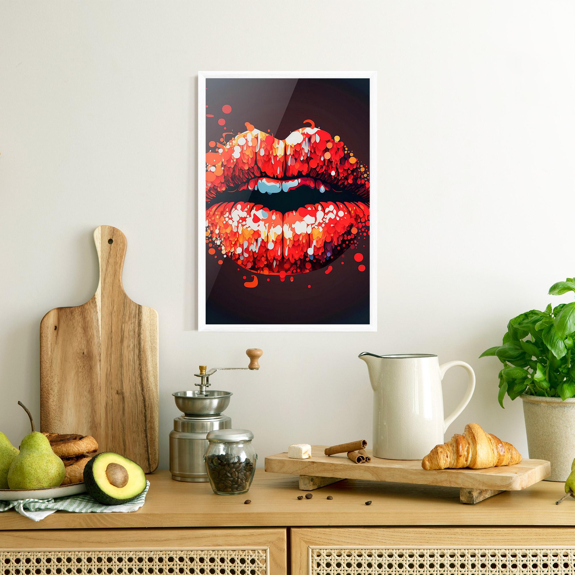Plakat w Ramie Red Lips With Word Lips It mockup 8
