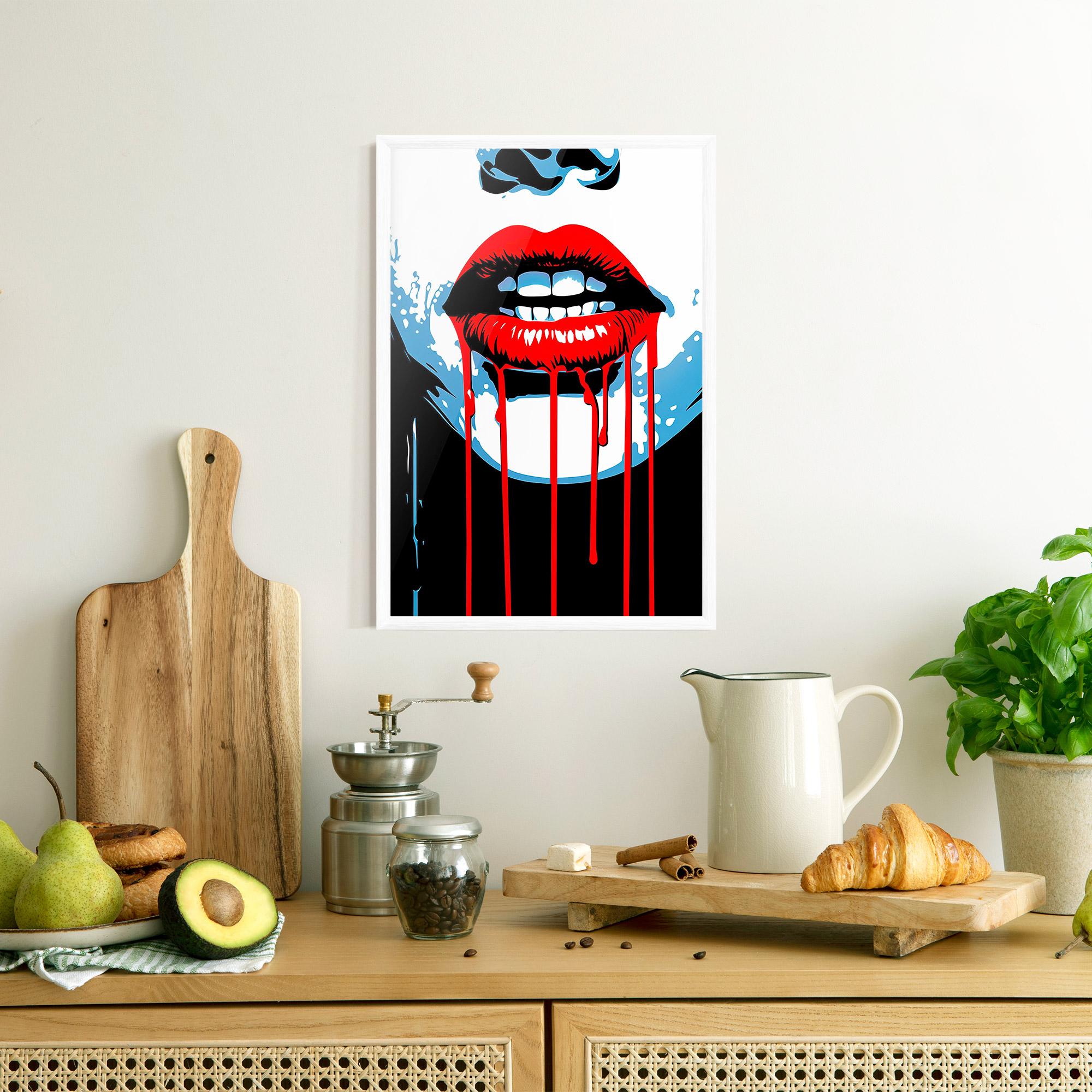 Plakat w Ramie Red Lipstick Flowing mockup 8