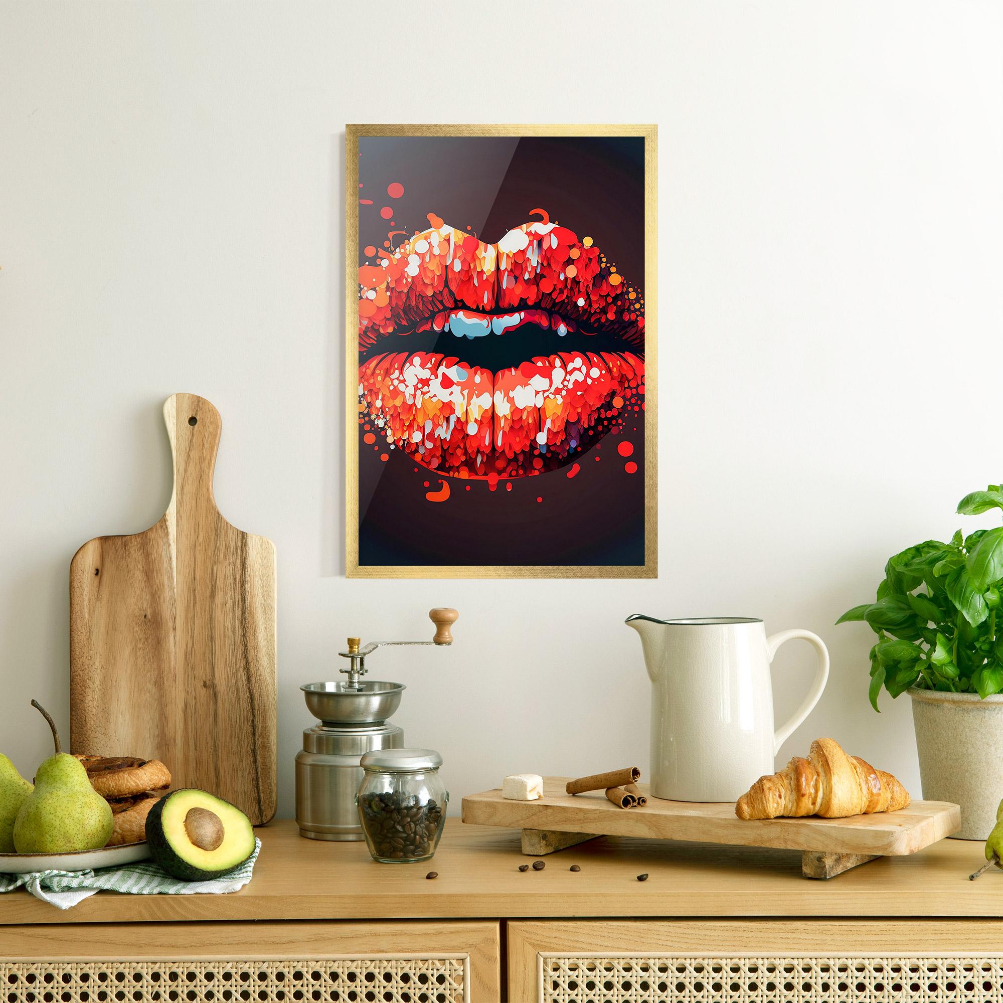 Plakat w Ramie Red Lips With Word Lips It mockup 8