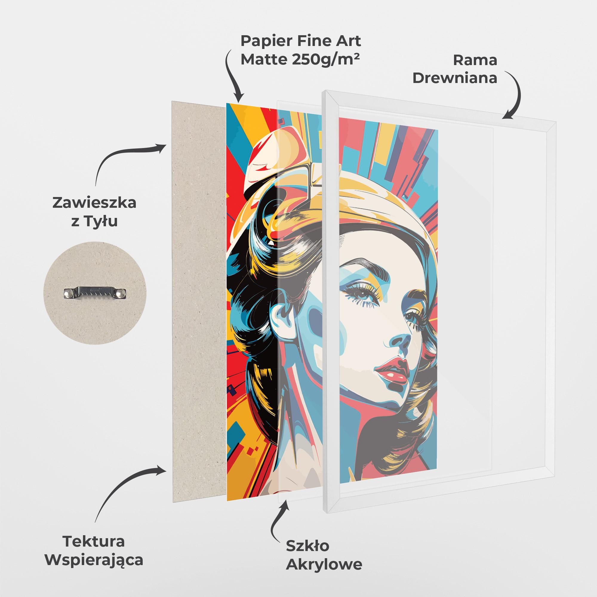 Plakat w Ramie Colorful Portrait Lady mockup 1