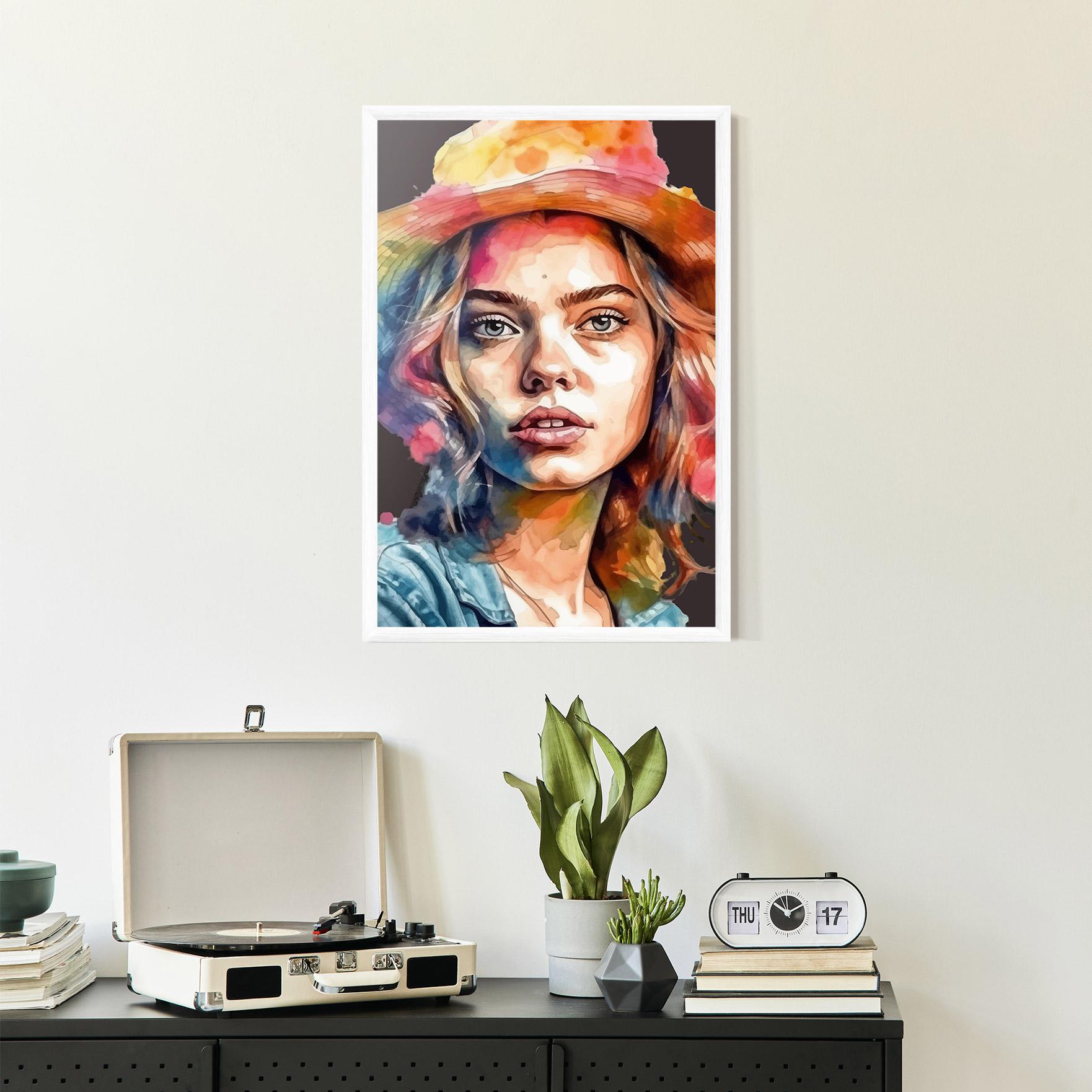 Plakat w Ramie Hat Portrait Girl mockup 2