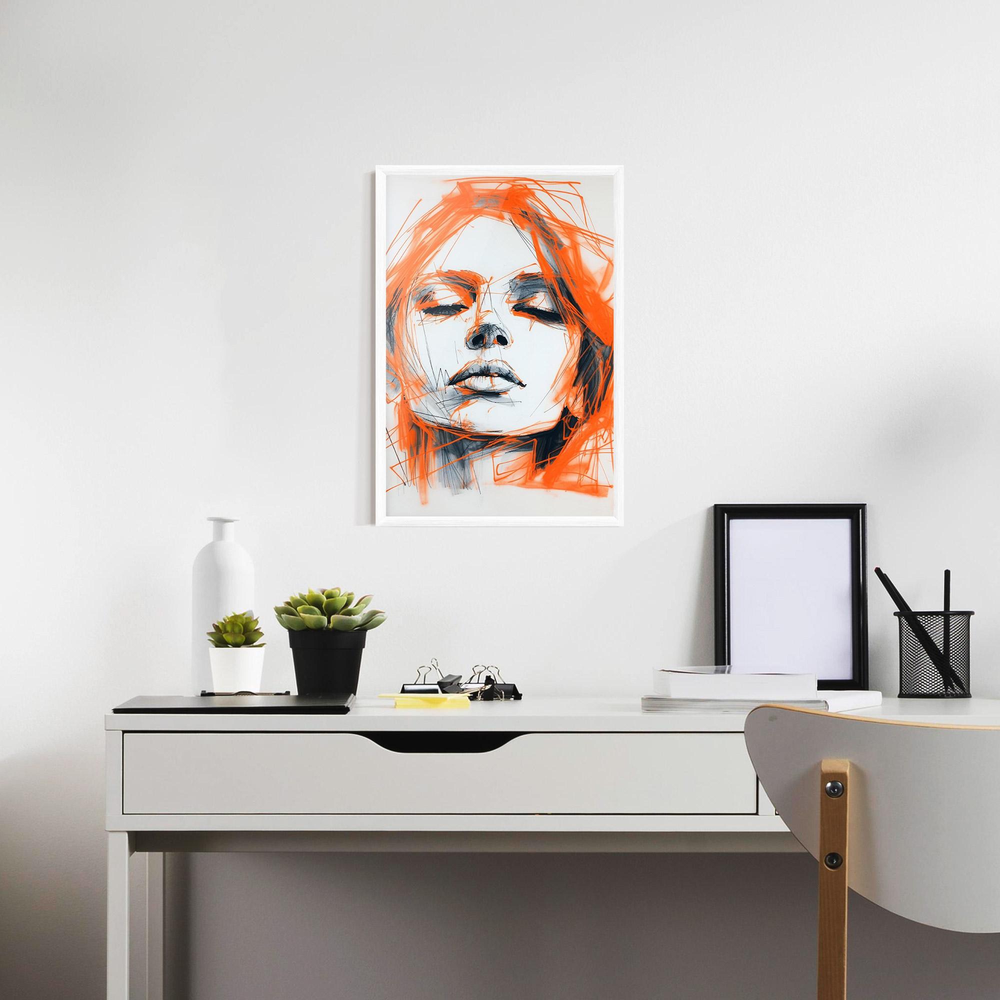Plakat w Ramie Orange Ink Drawing mockup 7