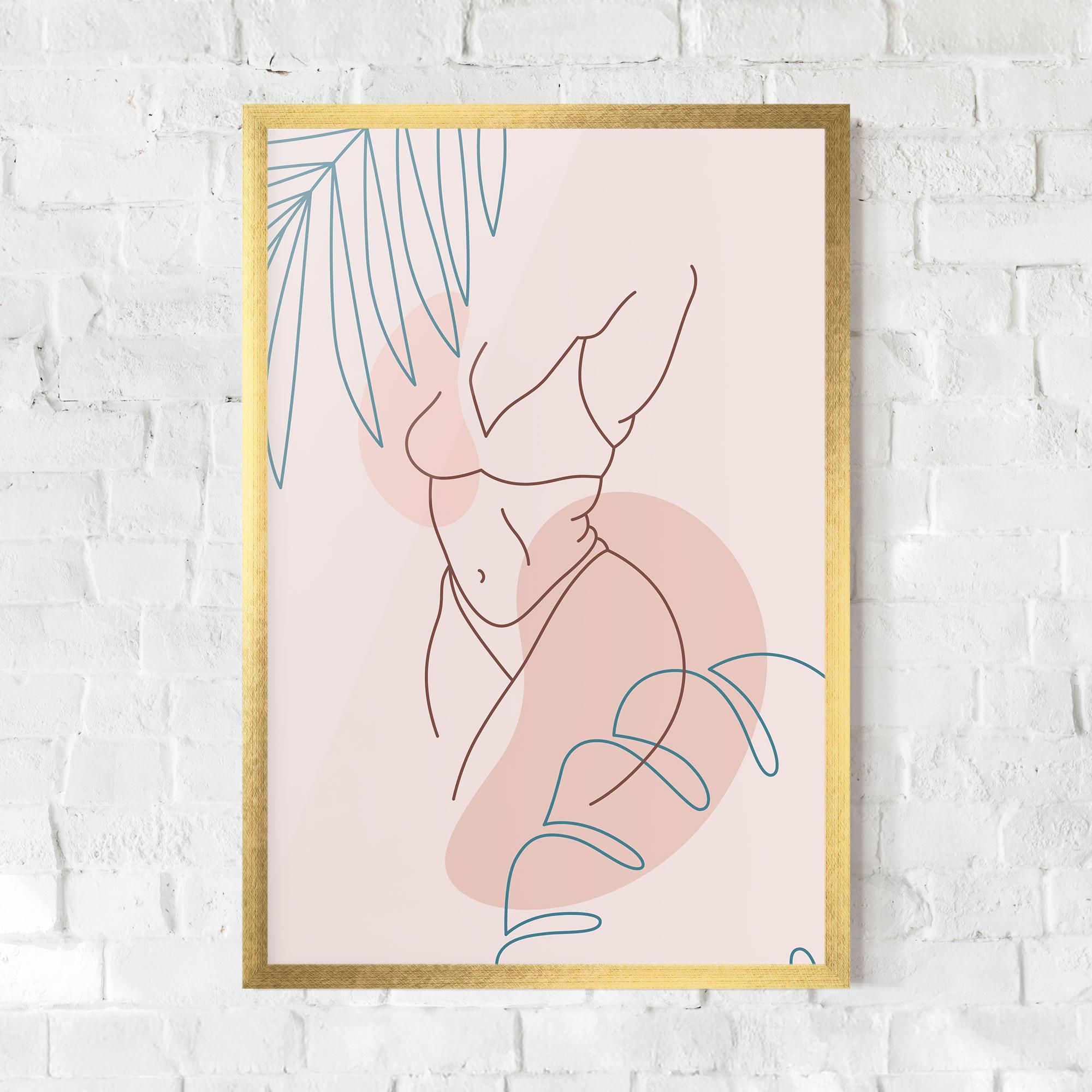 Plakat w Ramie Body Line Leaf mockup 0