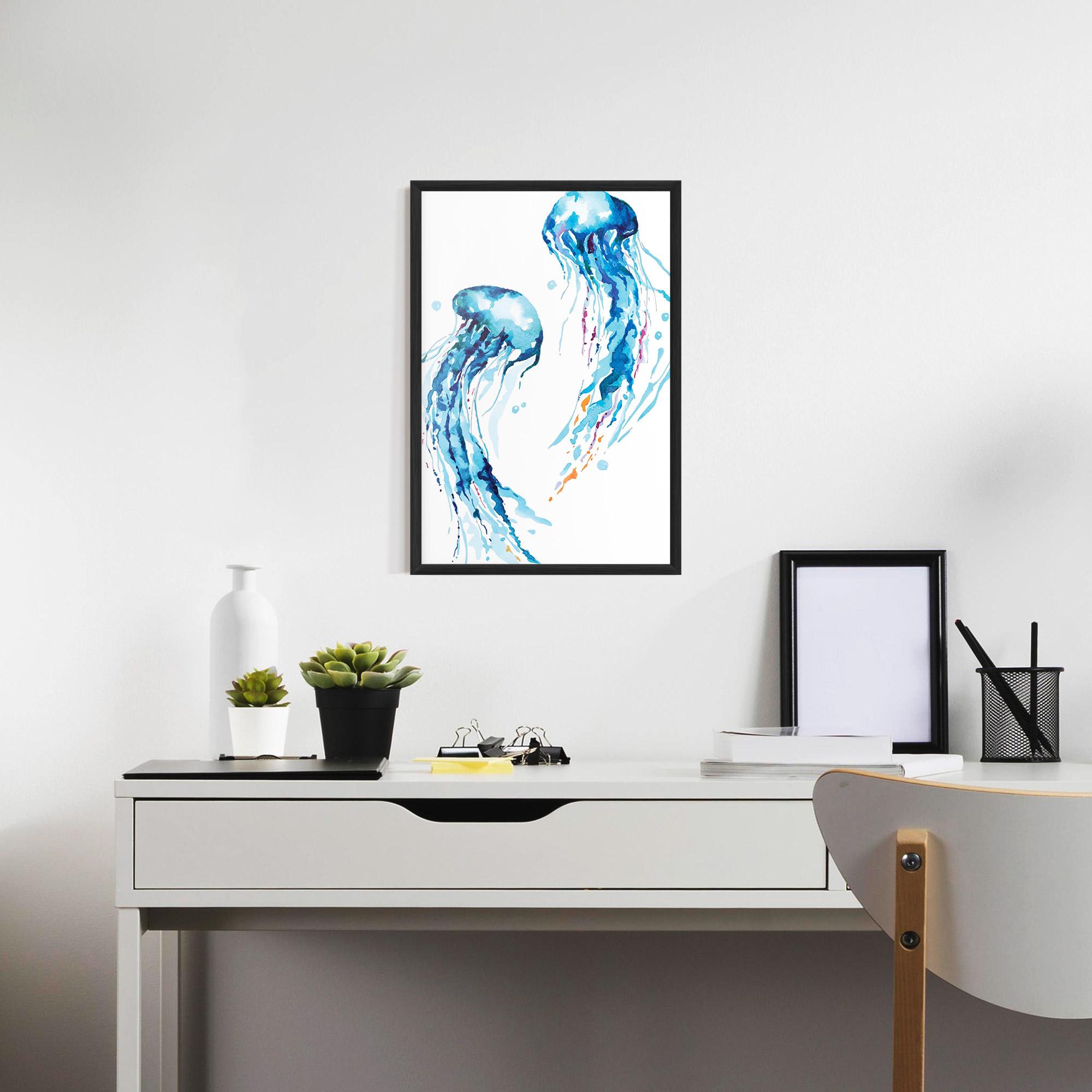 Plakat w Ramie Jellyfish Watercolor mockup 7
