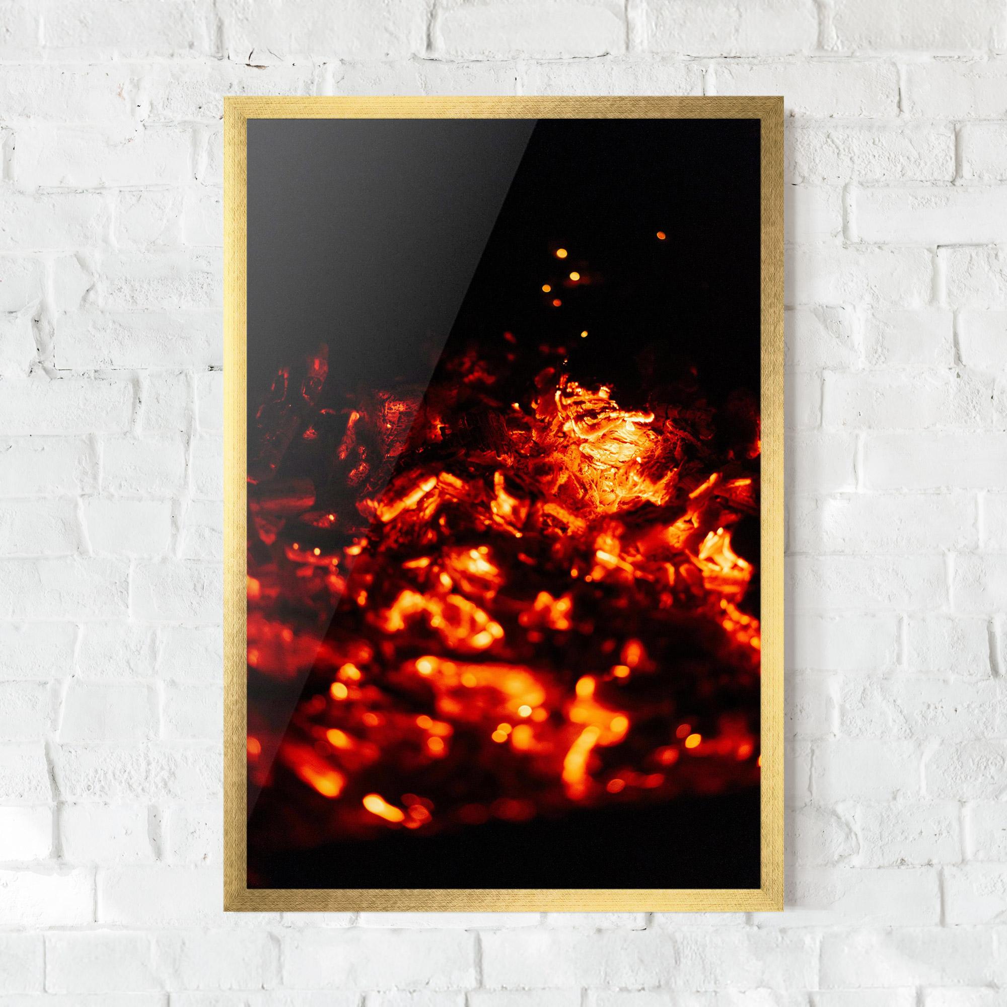 Plakat w Ramie Fire Coal mockup 0