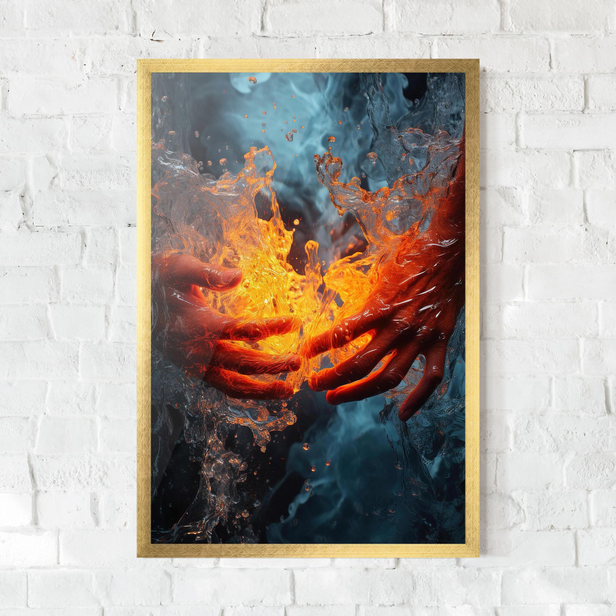 Plakat w Ramie Fire Water mockup 0