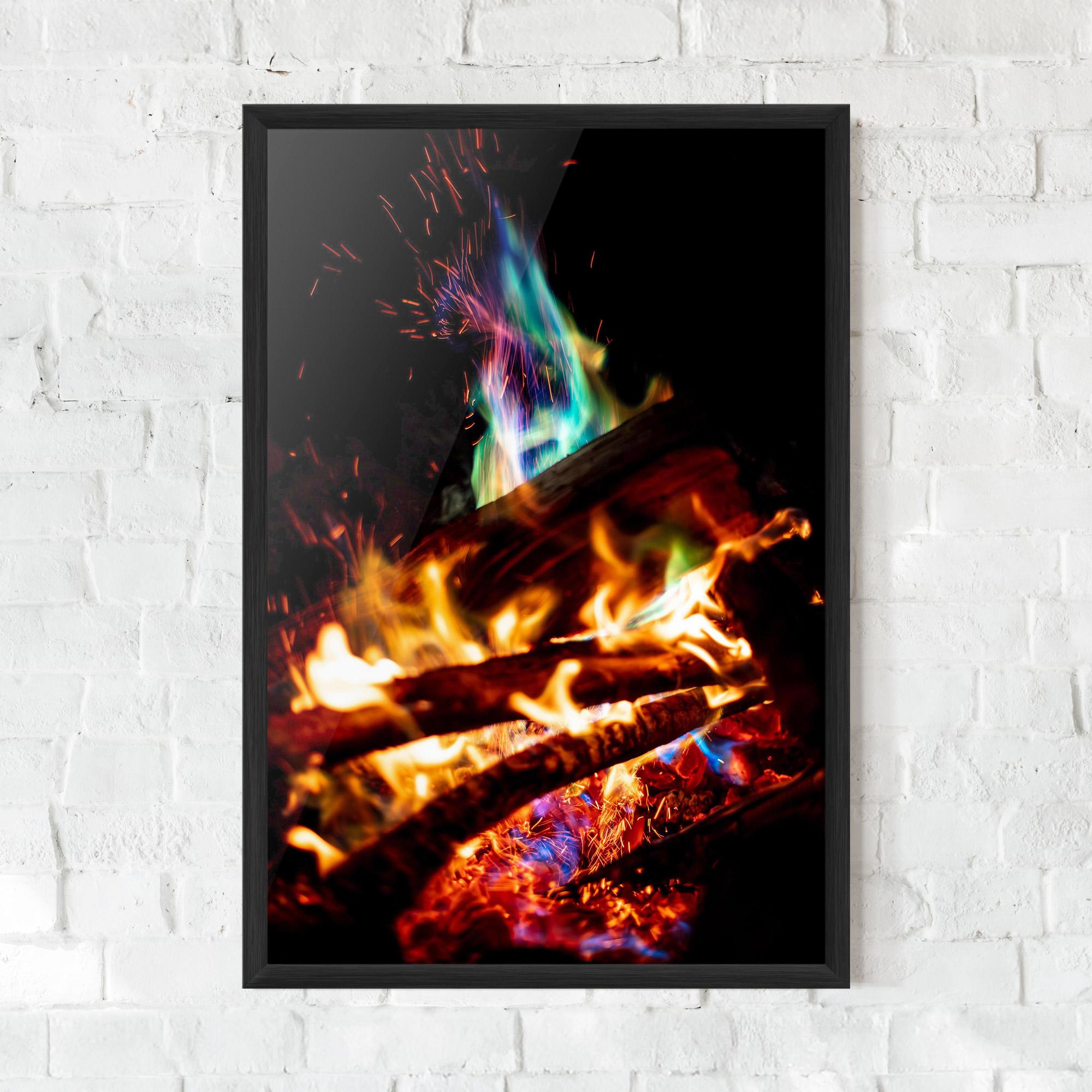 Plakat w Ramie Blue Green Fire mockup 0