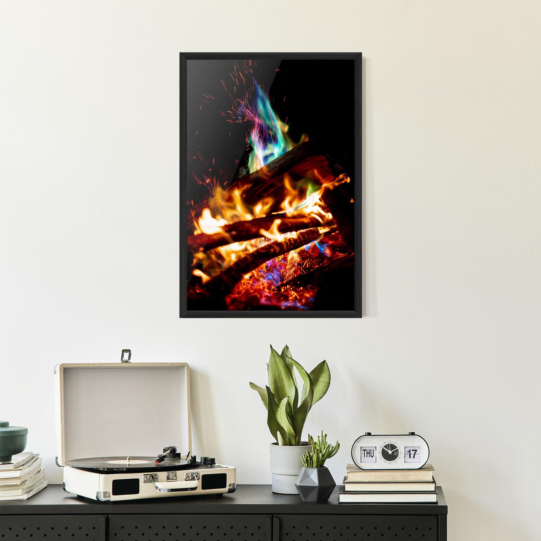 Plakat w Ramie Blue Green Fire mockup 2