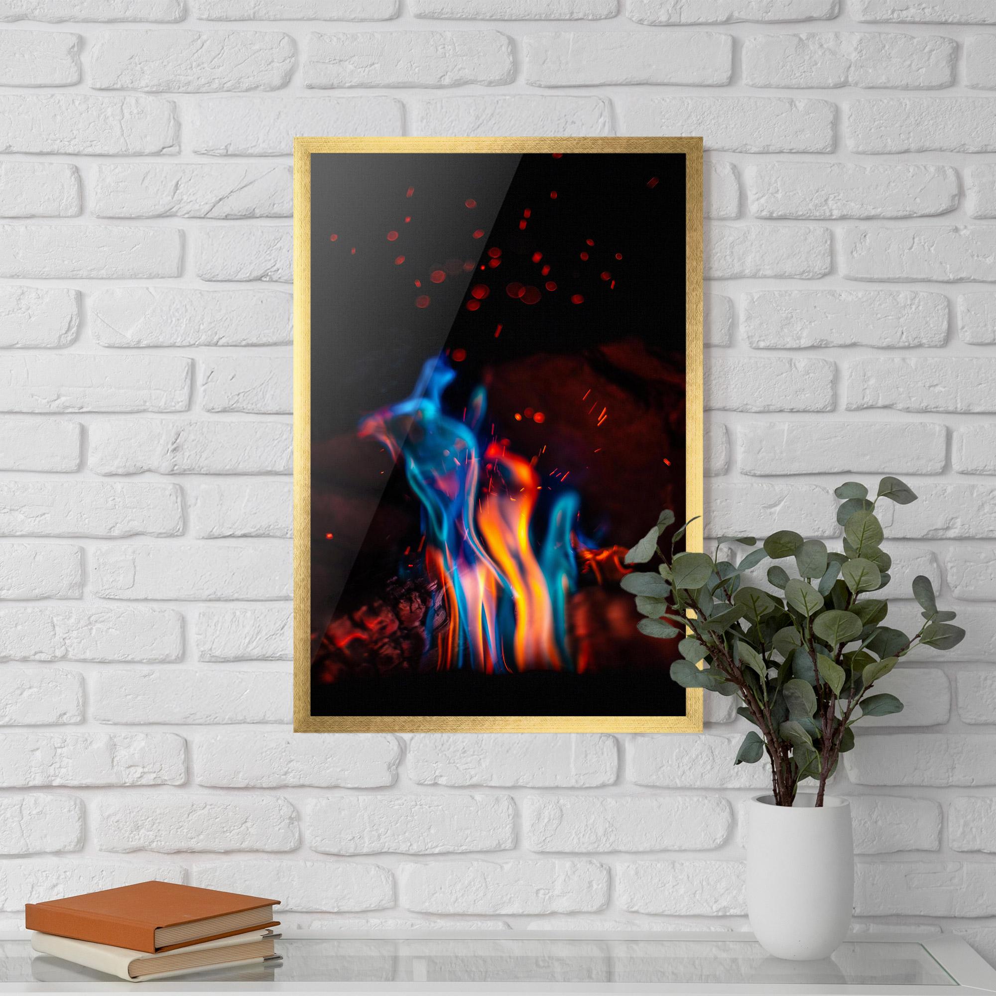 Plakat w Ramie Blue Orange Fire mockup 5