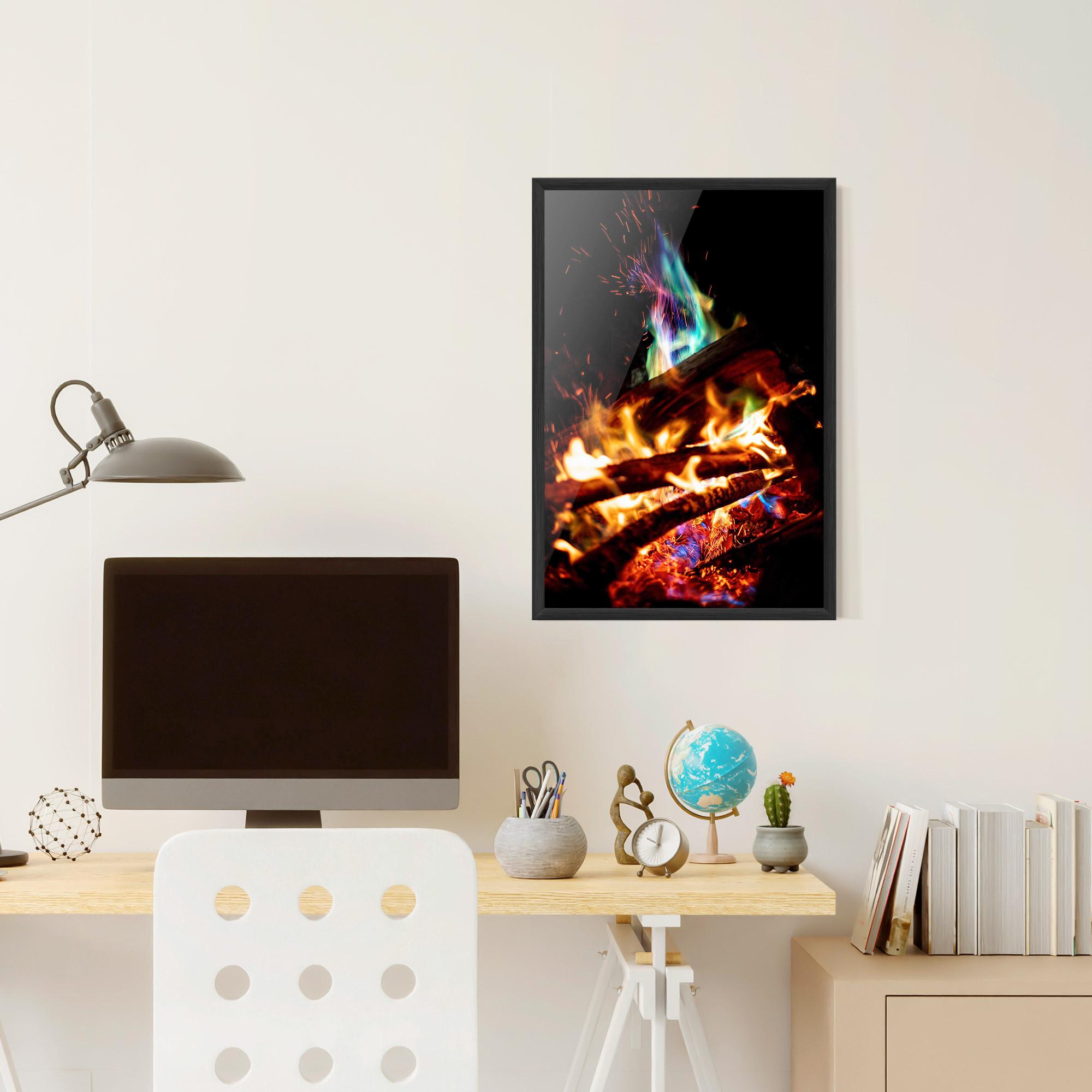 Plakat w Ramie Blue Green Fire mockup 6