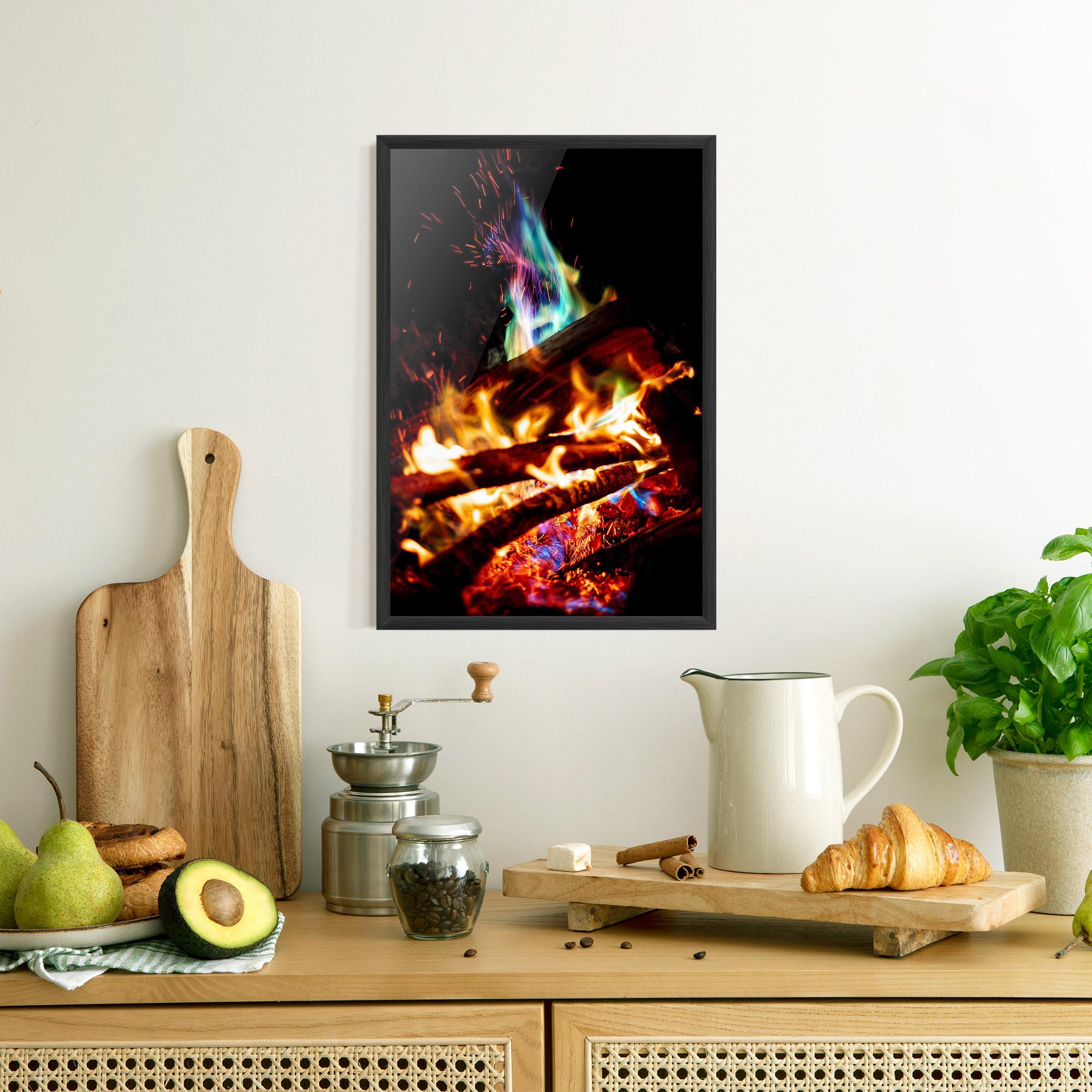 Plakat w Ramie Blue Green Fire mockup 8