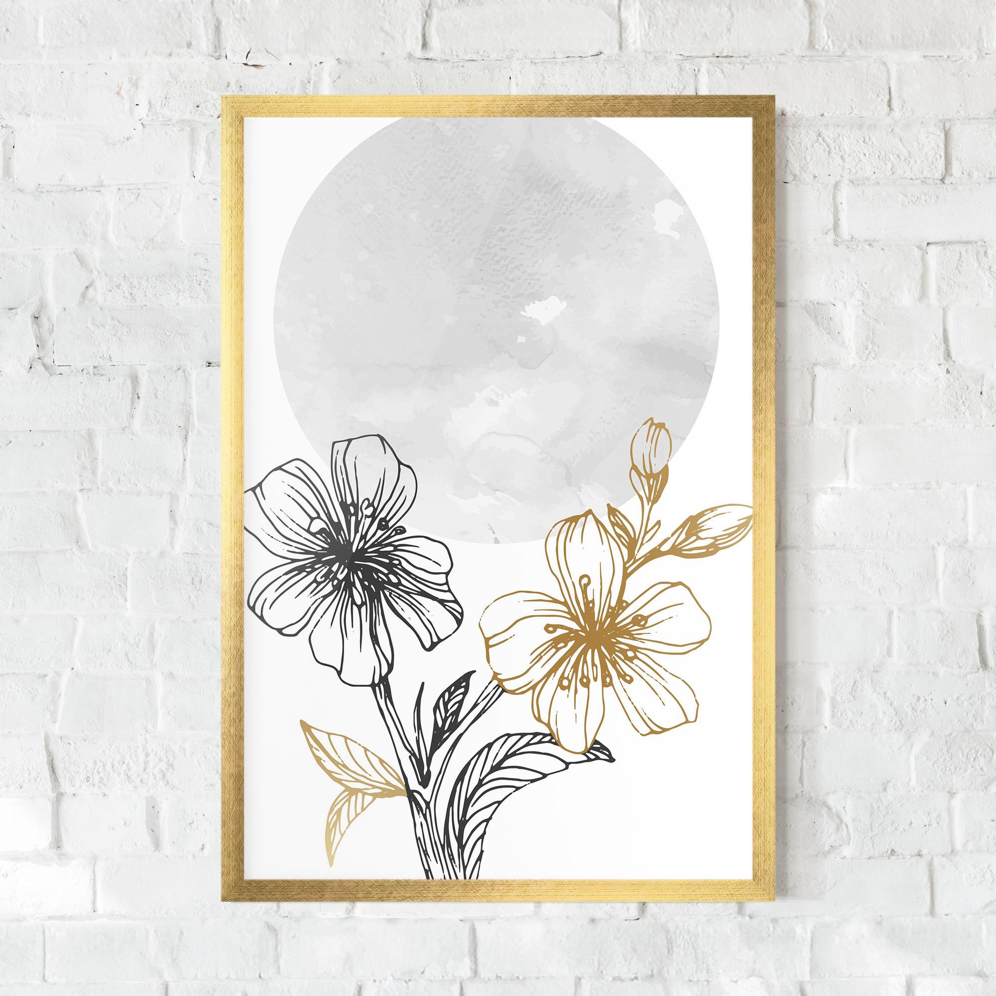 Plakat w Ramie Grey Moon Flowers mockup 0