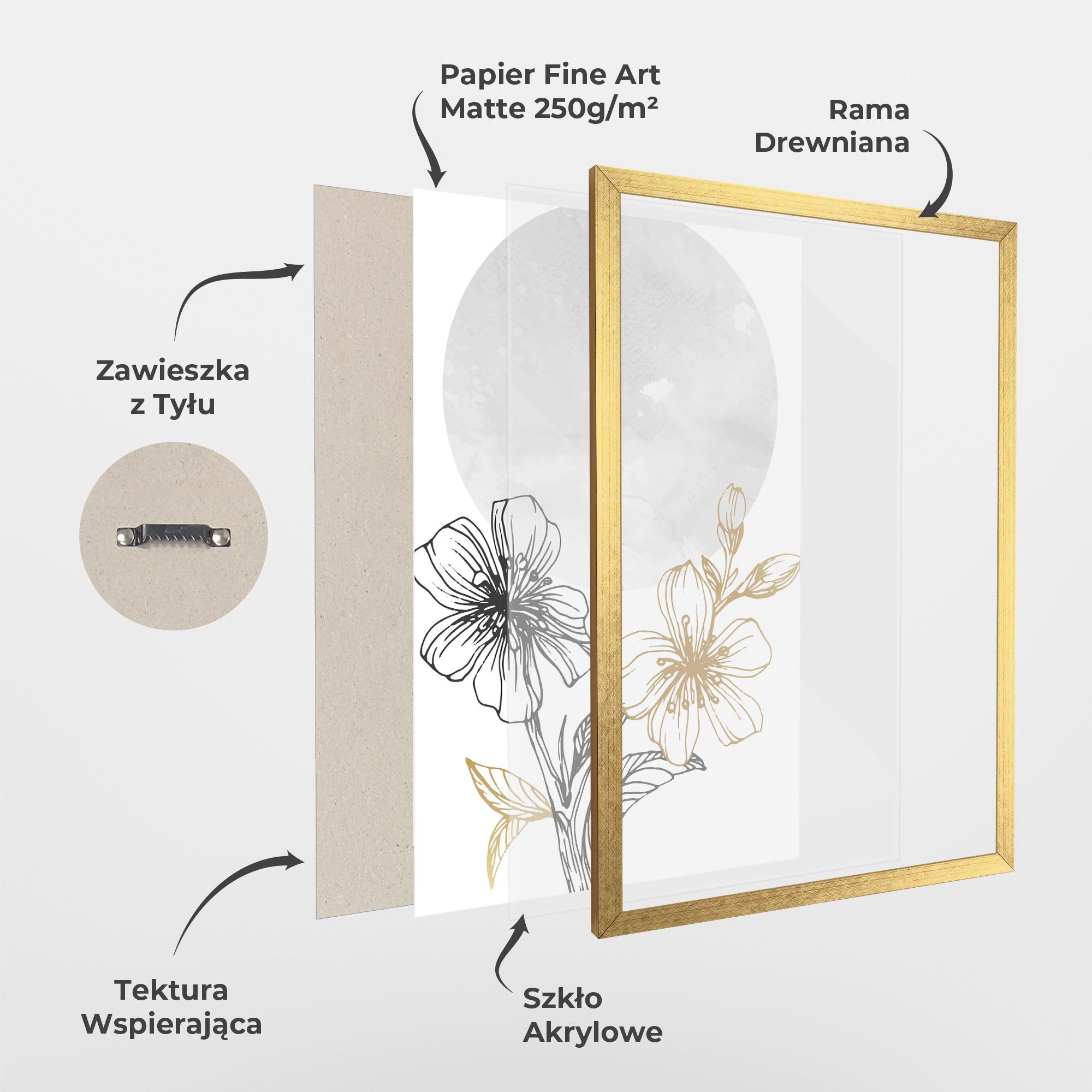 Plakat w Ramie Grey Moon Flowers mockup 1