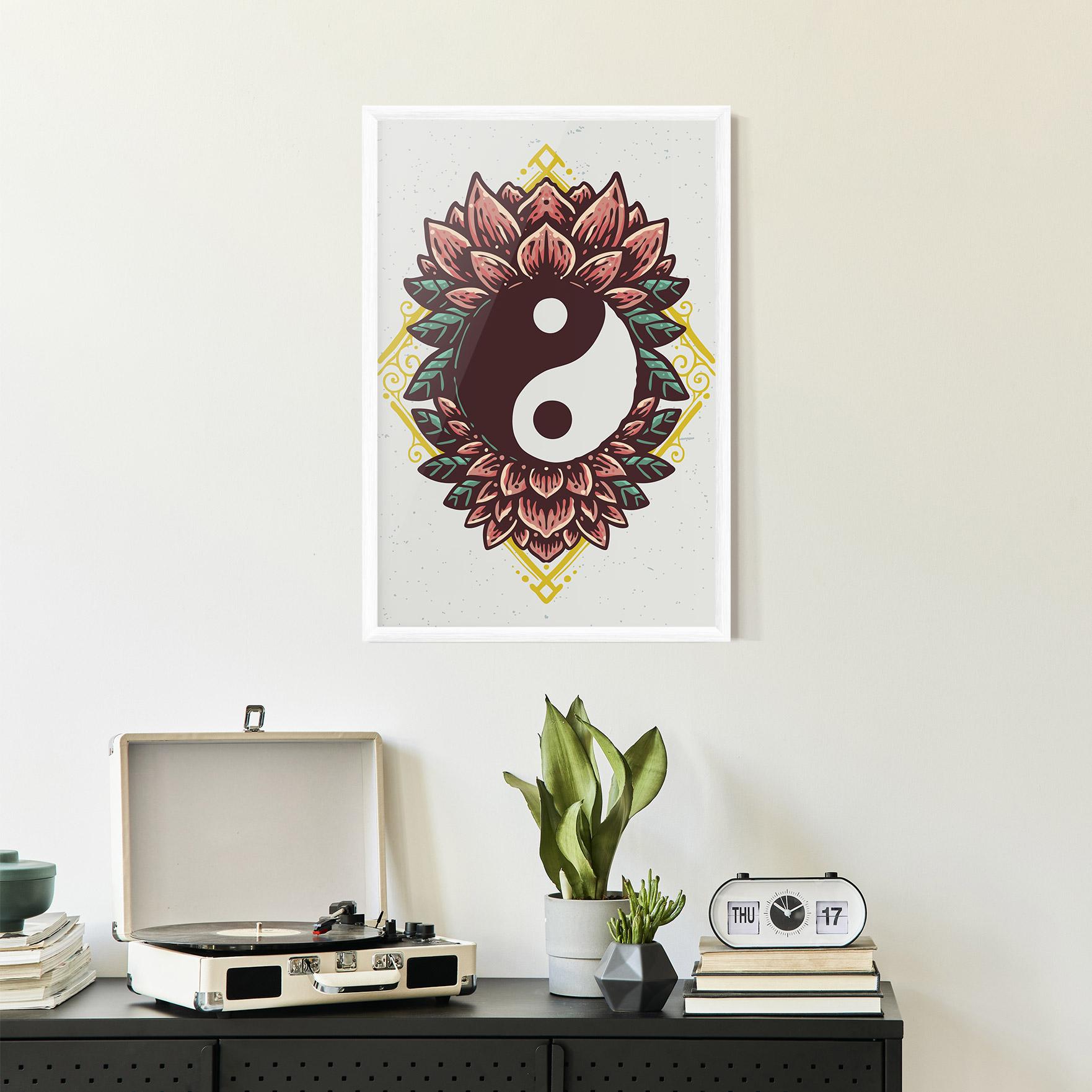 Plakat w Ramie Yinyang Flower mockup 2