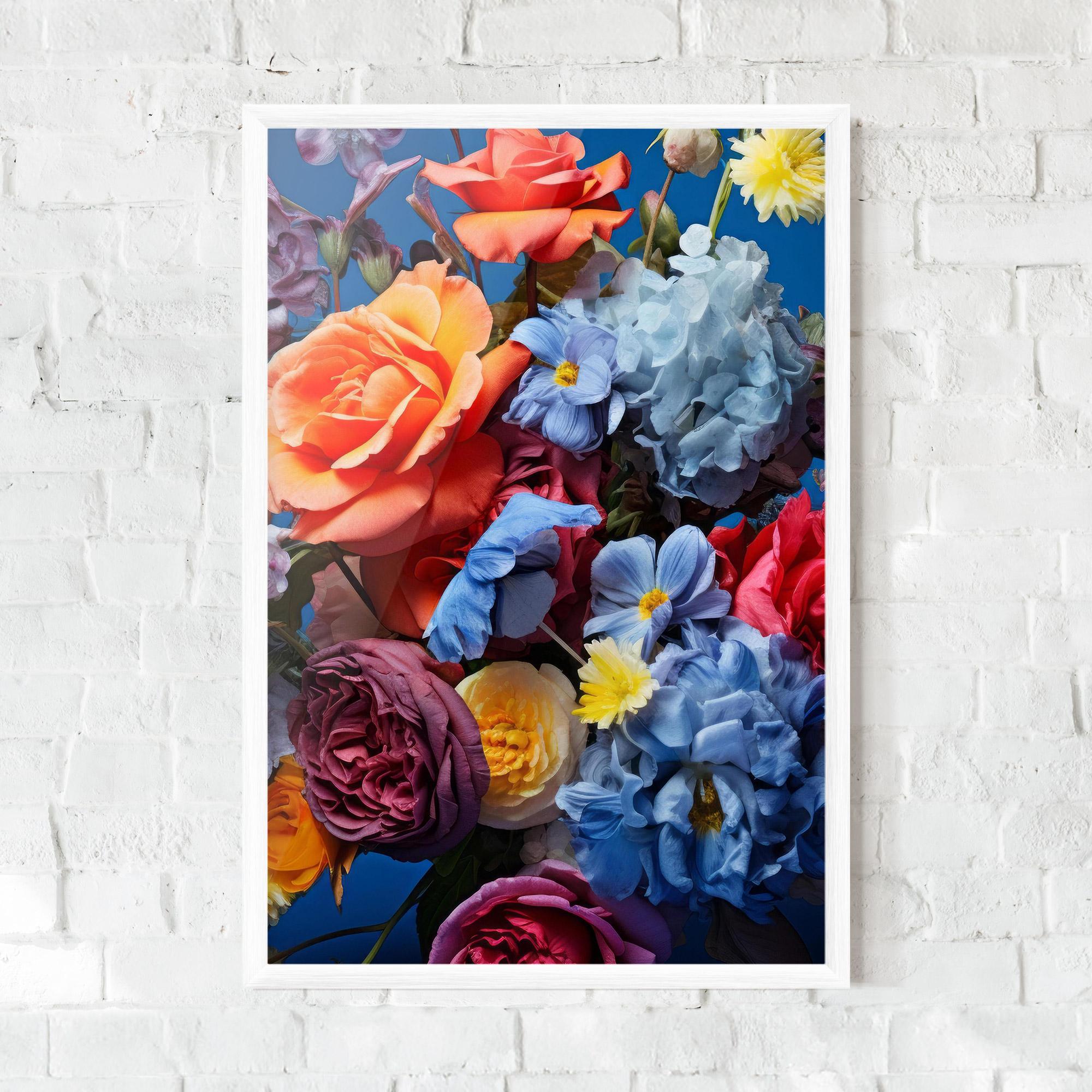 Plakat w Ramie Blue Orange Bouquet mockup 0