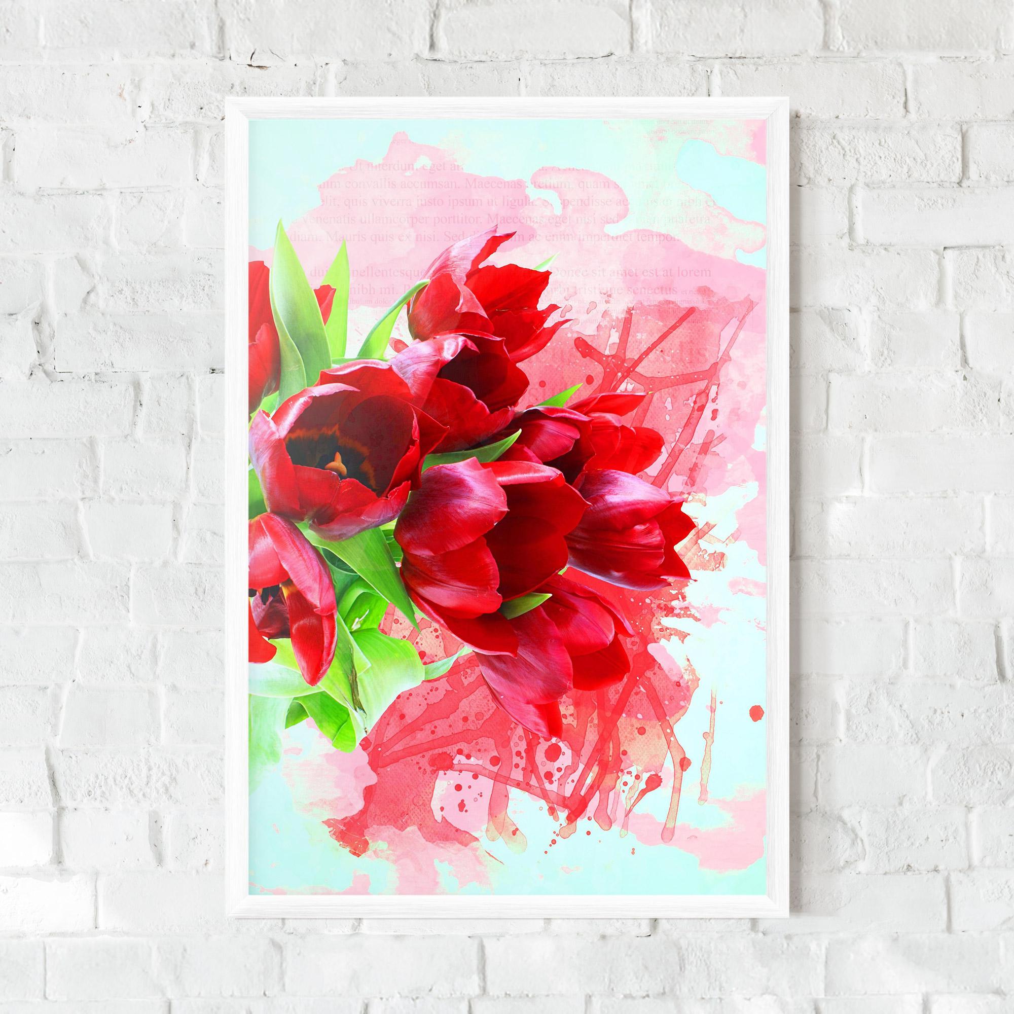 Plakat w Ramie Red Tulips Bouquet mockup 0