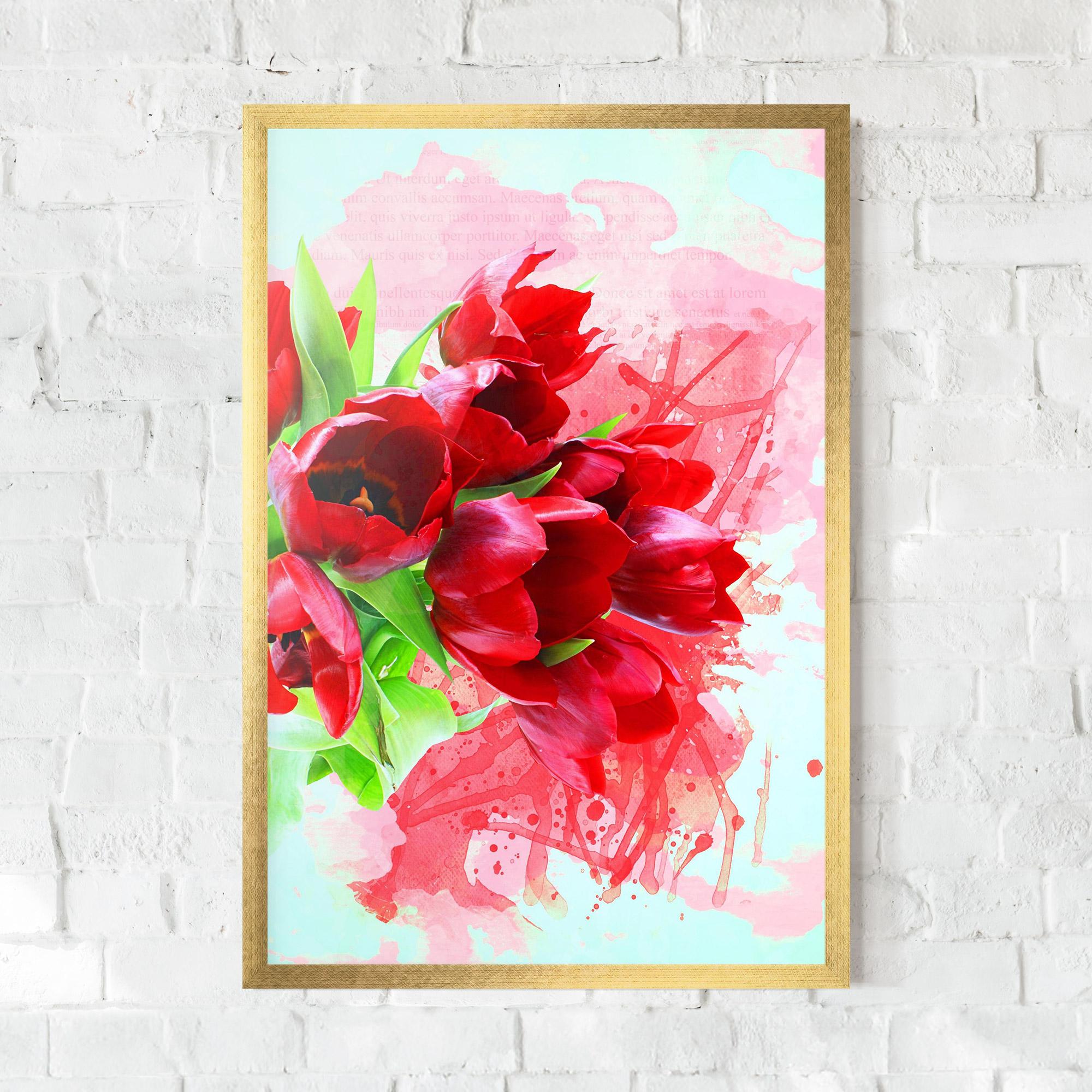 Plakat w Ramie Red Tulips Bouquet mockup 0