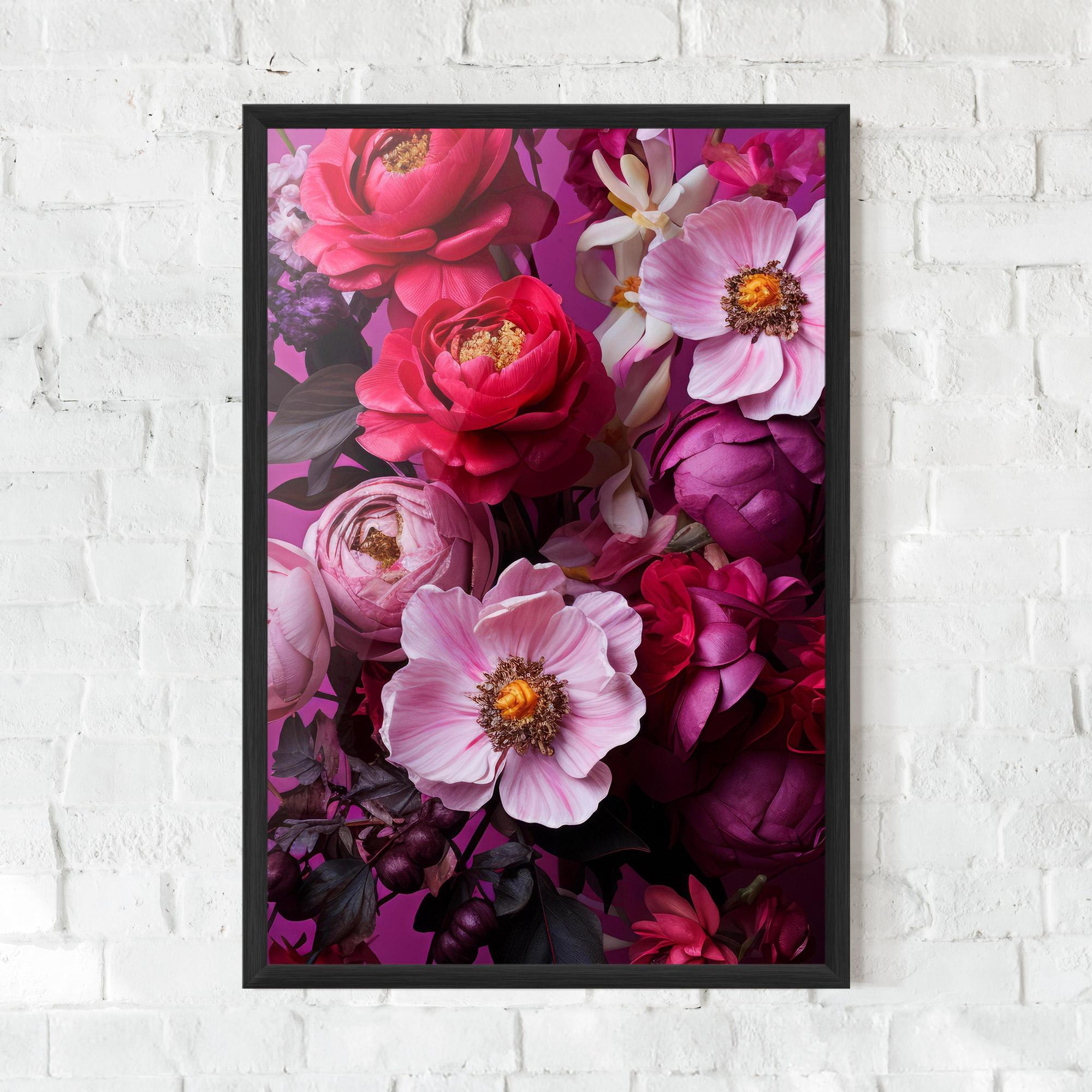 Plakat w Ramie Pink Red Bouquet mockup 0