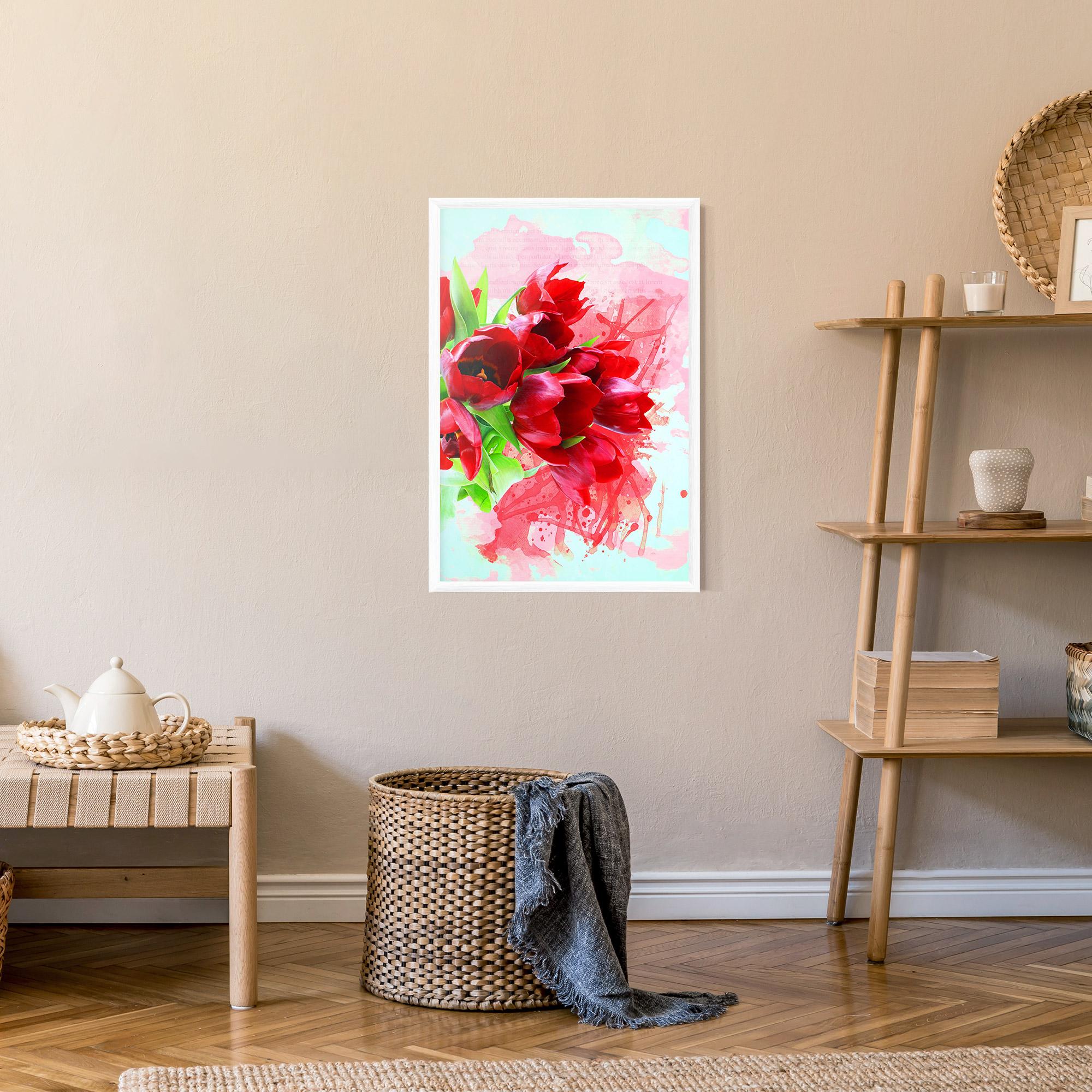 Plakat w Ramie Red Tulips Bouquet mockup 9