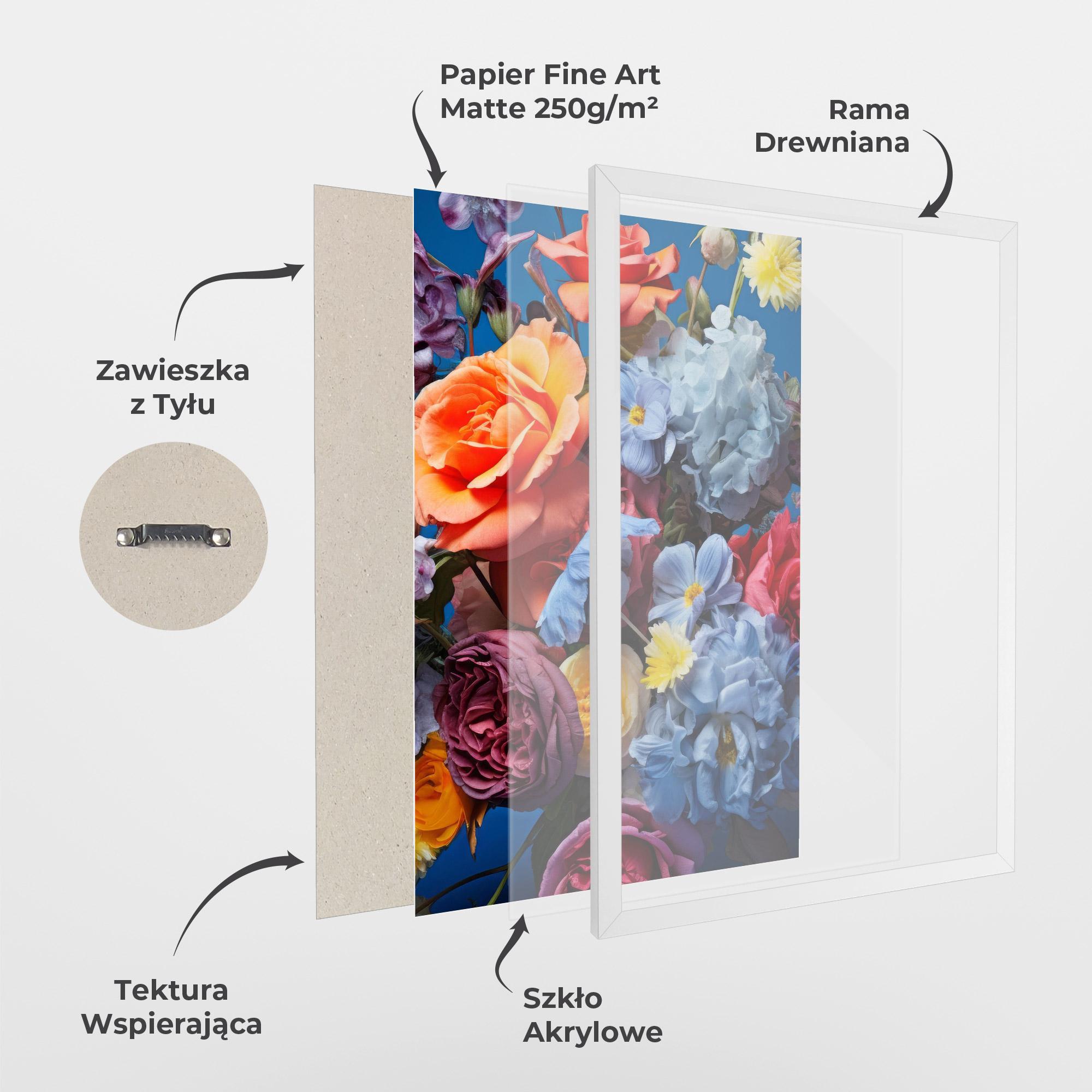 Plakat w Ramie Blue Orange Bouquet mockup 1