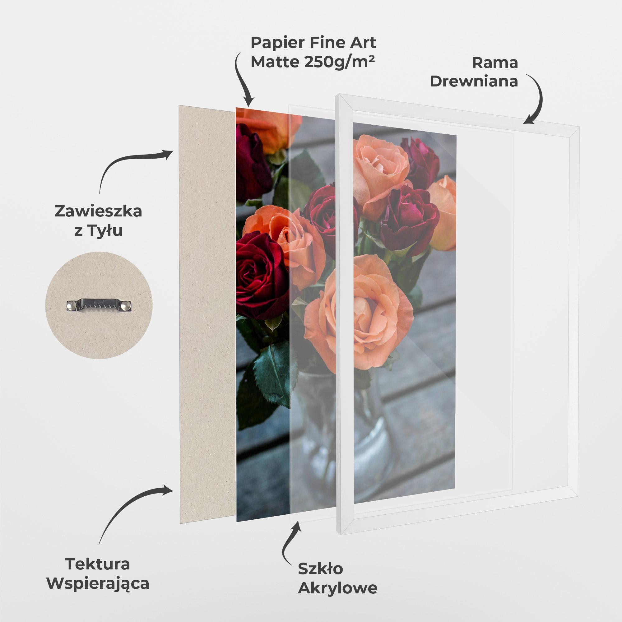 Plakat w Ramie Red Orange Roses Bouquet mockup 1
