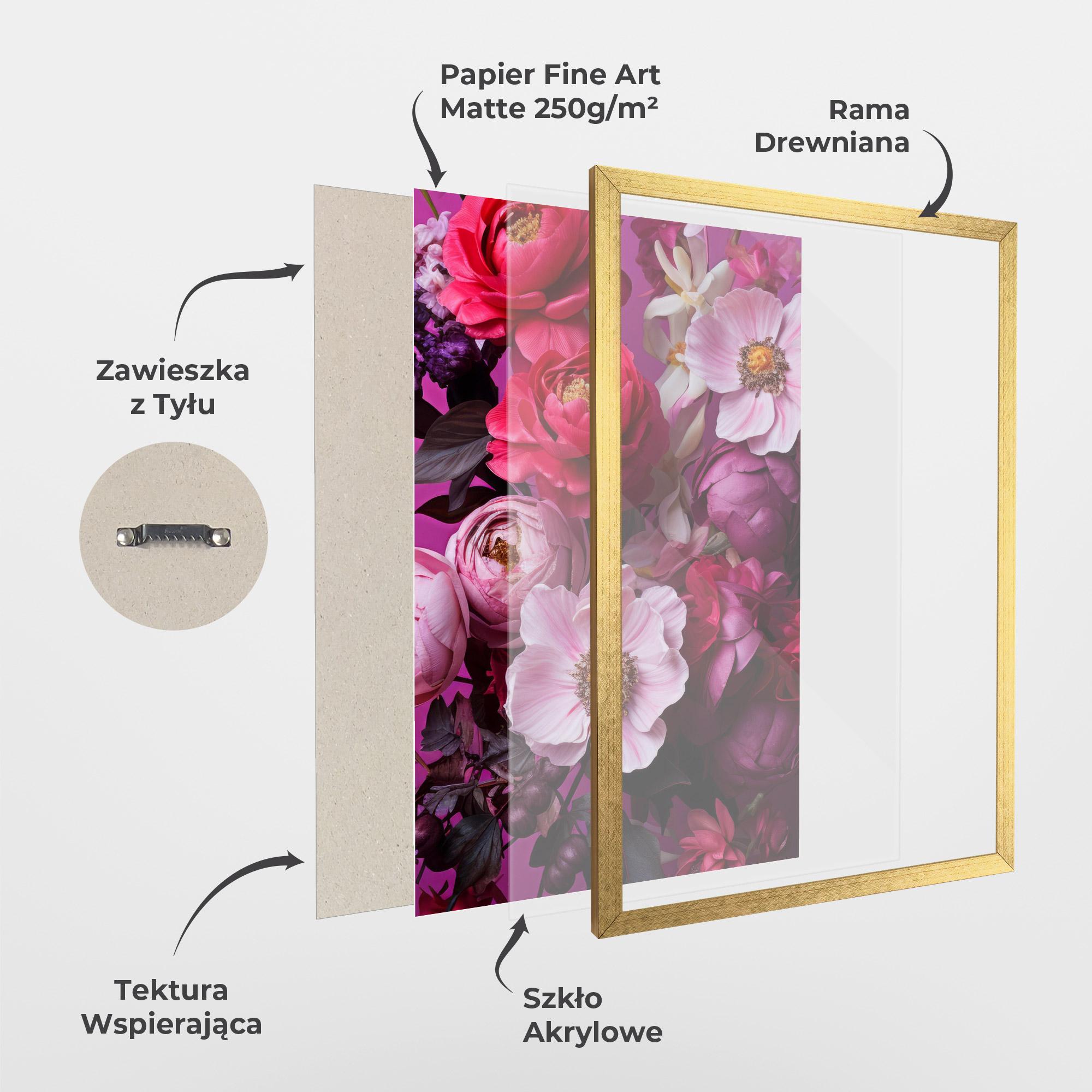 Plakat w Ramie Pink Red Bouquet mockup 1