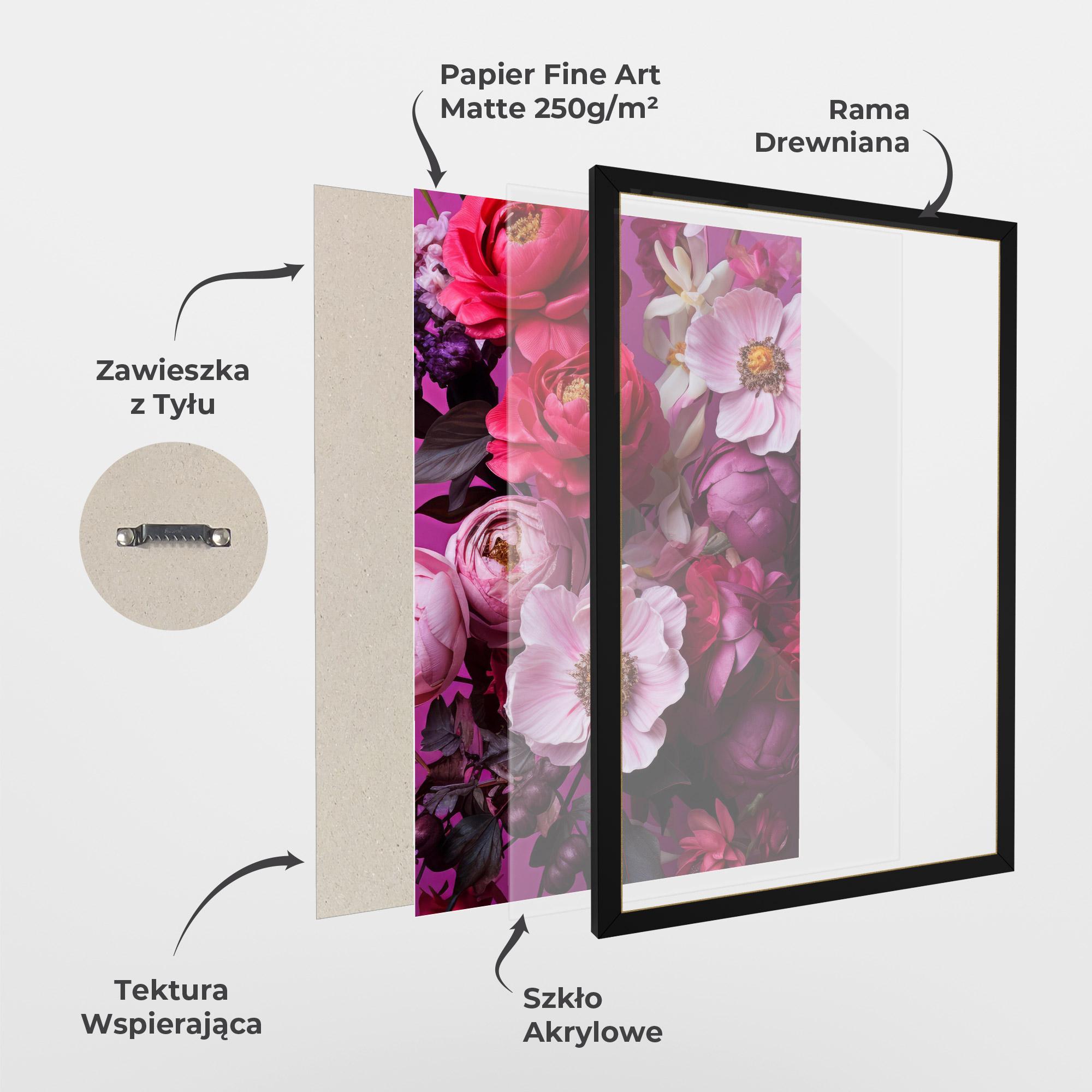 Plakat w Ramie Pink Red Bouquet mockup 1