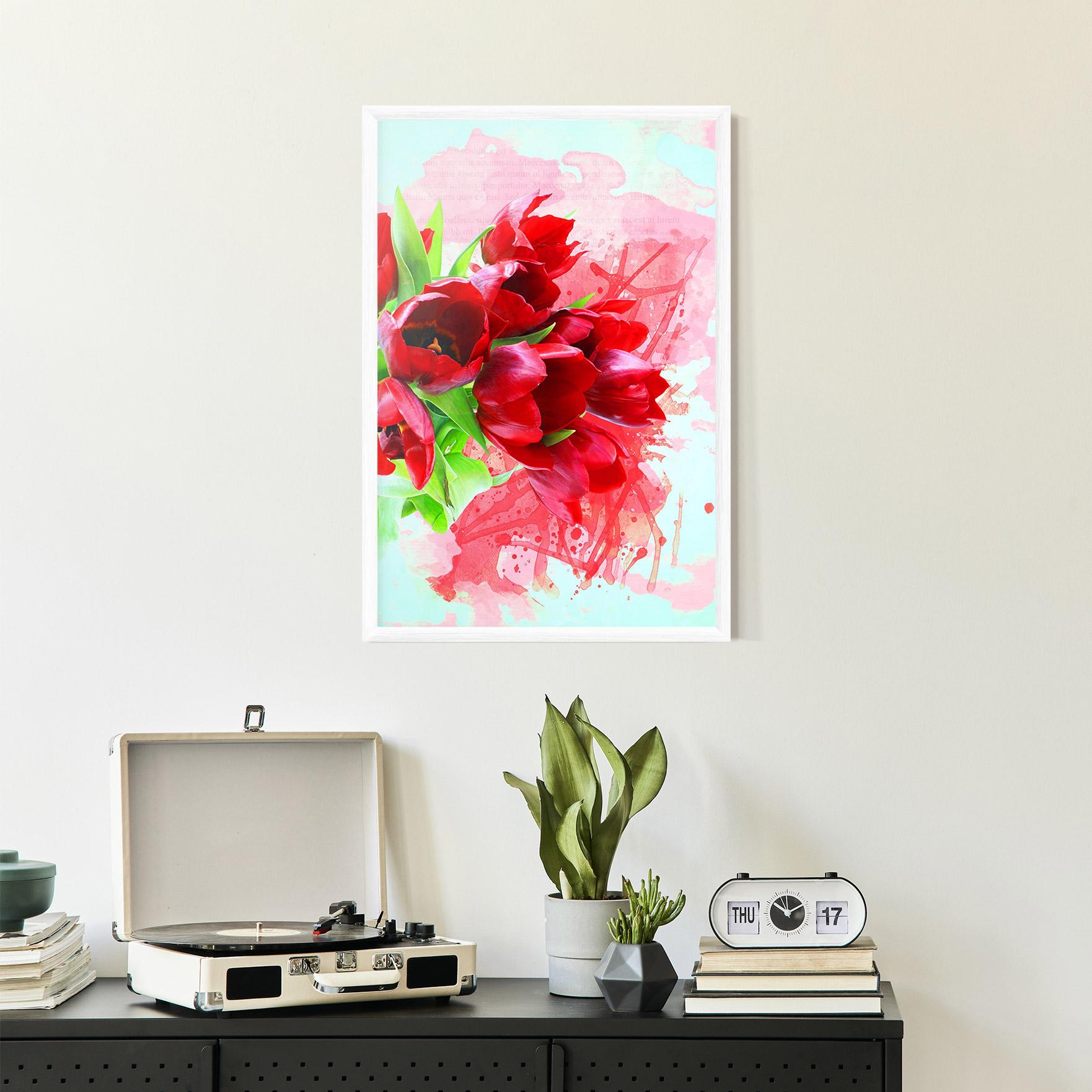 Plakat w Ramie Red Tulips Bouquet mockup 2