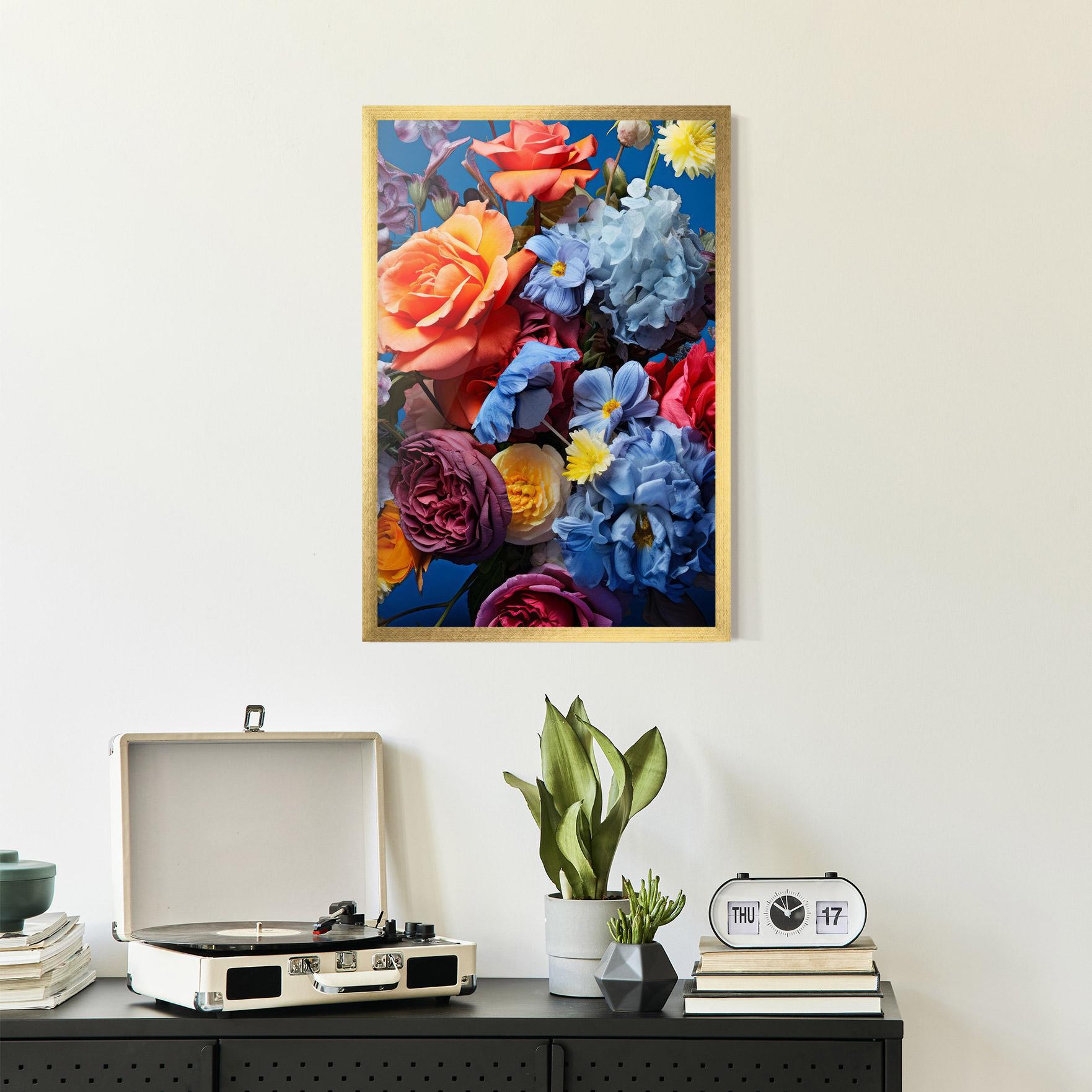 Plakat w Ramie Blue Orange Bouquet mockup 2