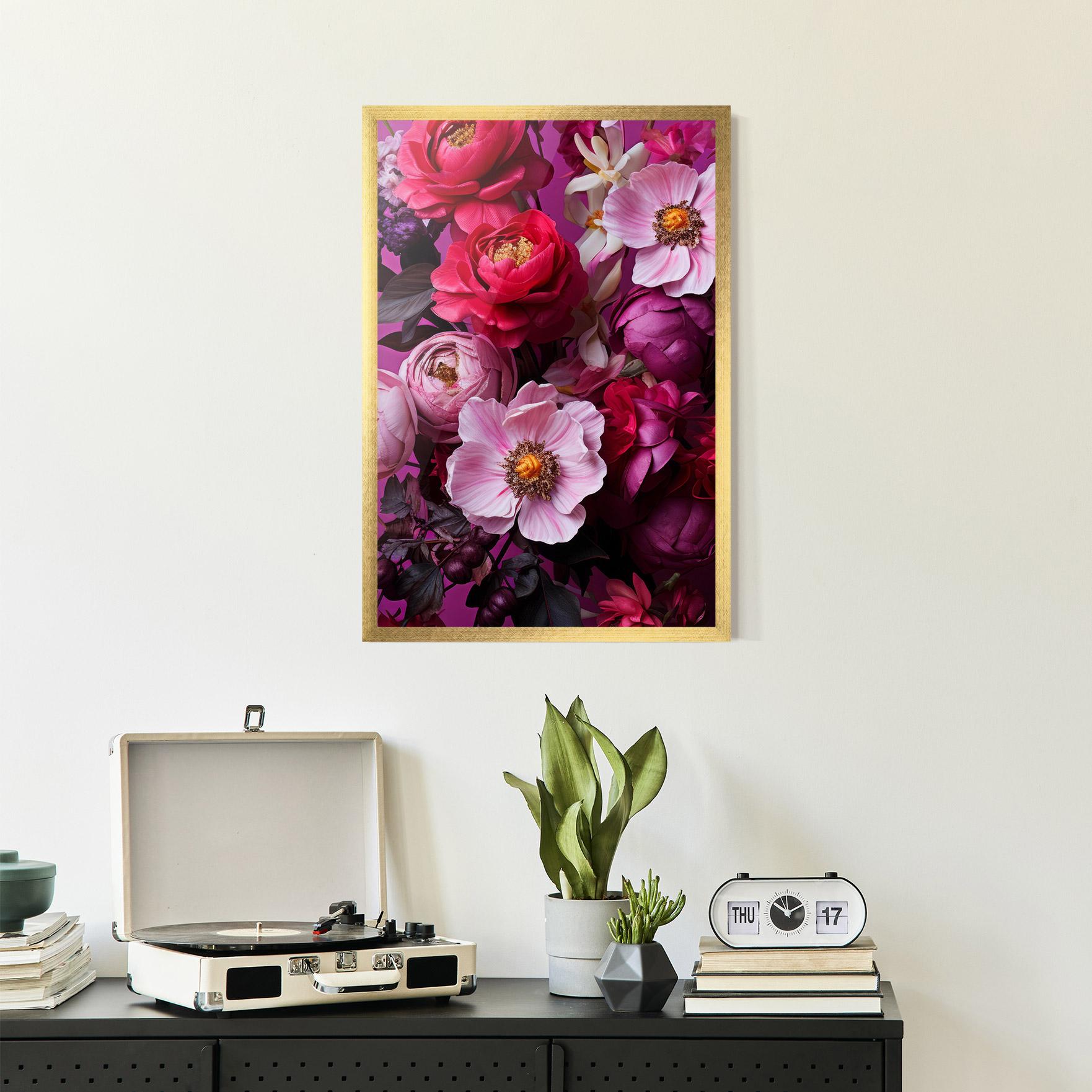 Plakat w Ramie Pink Red Bouquet mockup 2