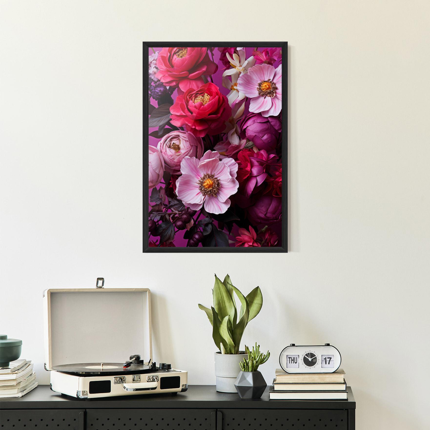 Plakat w Ramie Pink Red Bouquet mockup 2